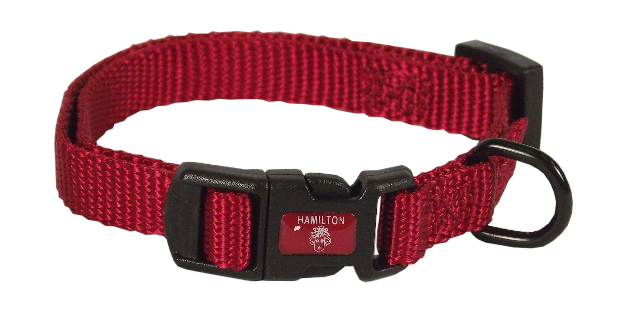 Hamilton Adjustable Nylon Dog Collar, Red, 3/8' X 7-12'