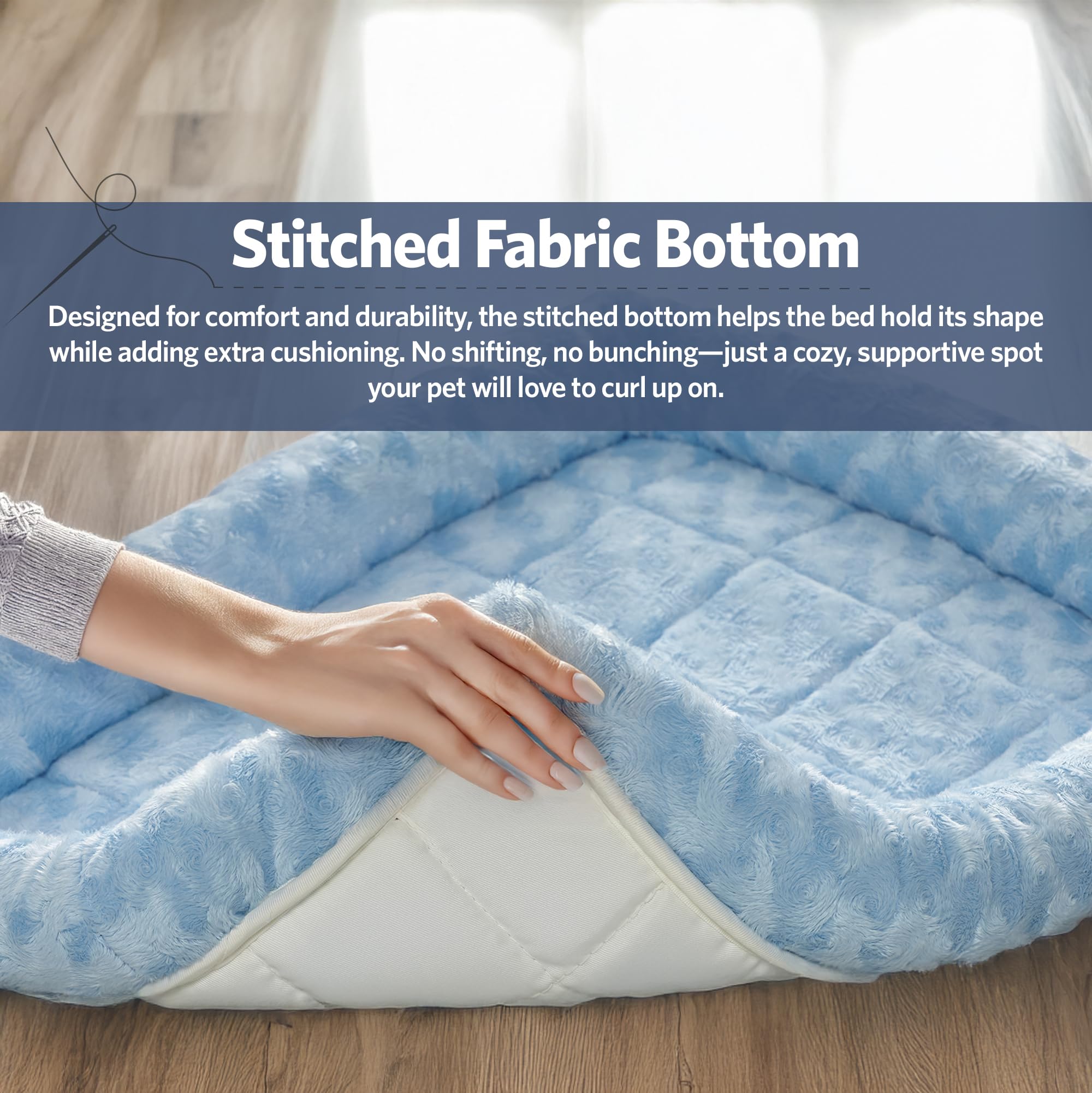 36L-Inch Blue Dog Bed Or Cat Bed W/ Comfortable Bolster | Ideal For Medium / Large Dog Breeds & Fits A 36-Inch Dog Crate | Easy