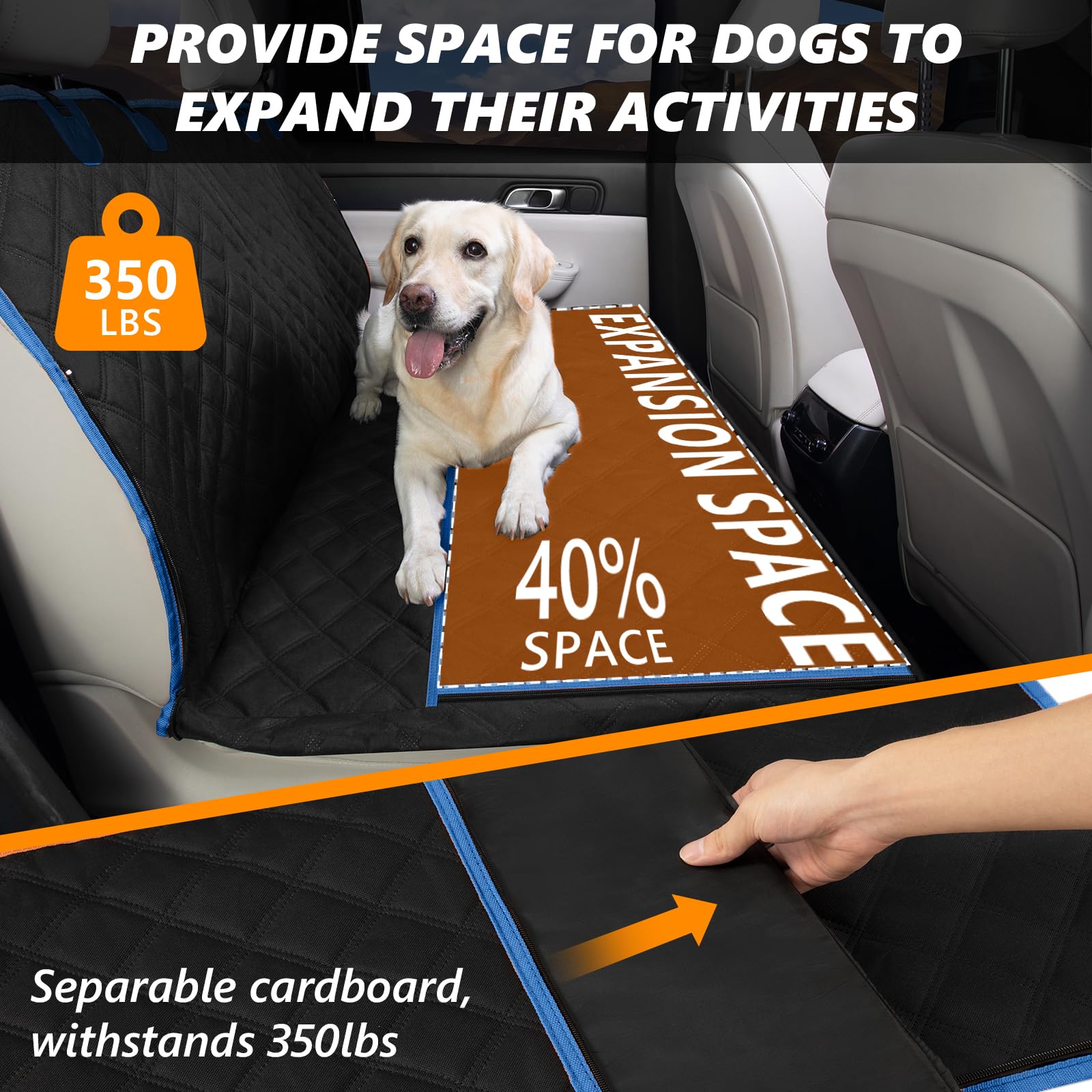 Svopes Back Seat Extender For Pets - Waterproof & Anti-Scratch Dog Car Seat Cover - Mesh Window Backseat Cover For Truck Suv, L,