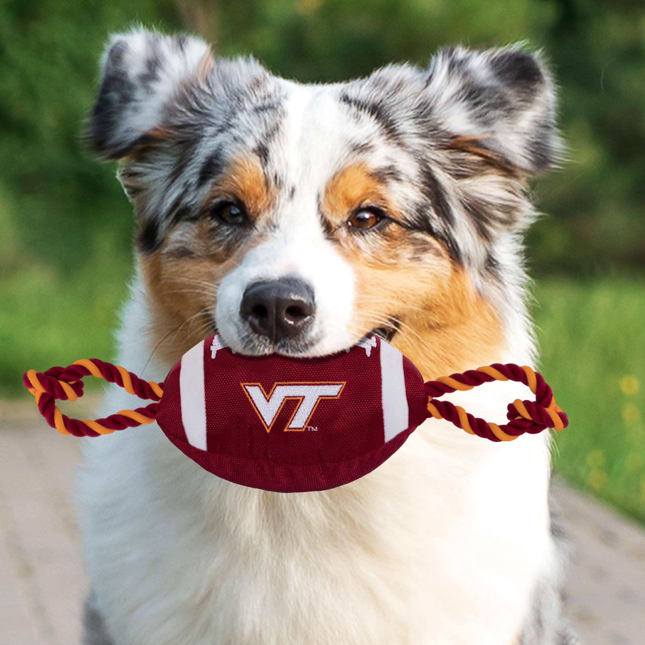 Pets First NCAA Virginia TECH Hokies Football Dog Toy, Tough Quality Nylon Materials, Strong Pull Ropes, Inner Squeaker, Collegi