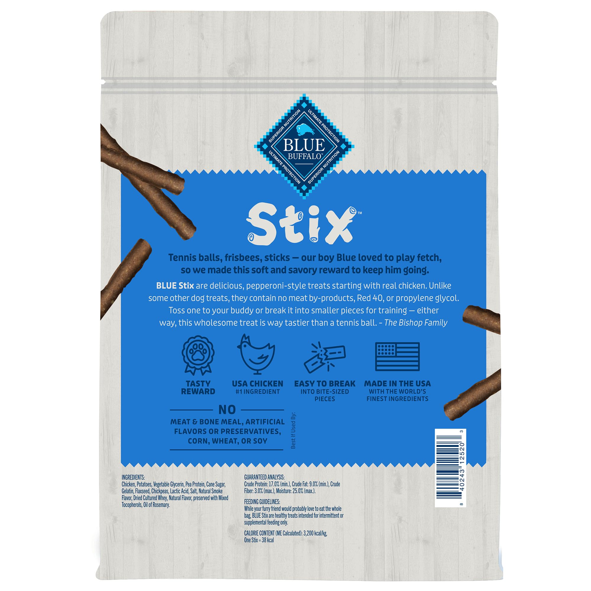 Blue Buffalo Stix Pepperoni-style Dog Treats Made with Natural Ingredients, Chicken Recipe, 24-oz. Bag