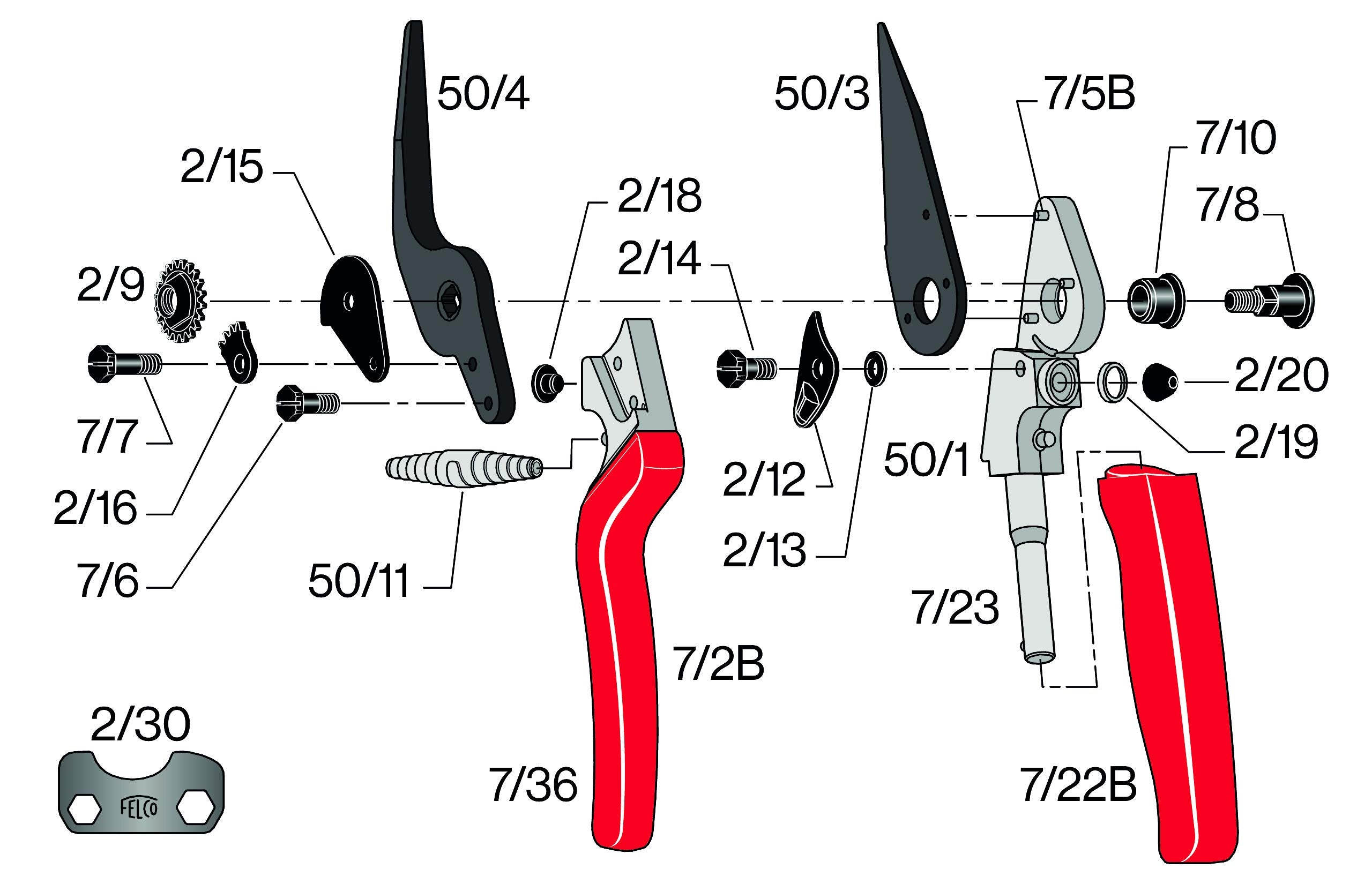 FELCO F 50 Hoof Trimming Shears - High-Performance Alloy Steel Pruners, 35x15x5 cm, Red/Silver for Livestock & Garden