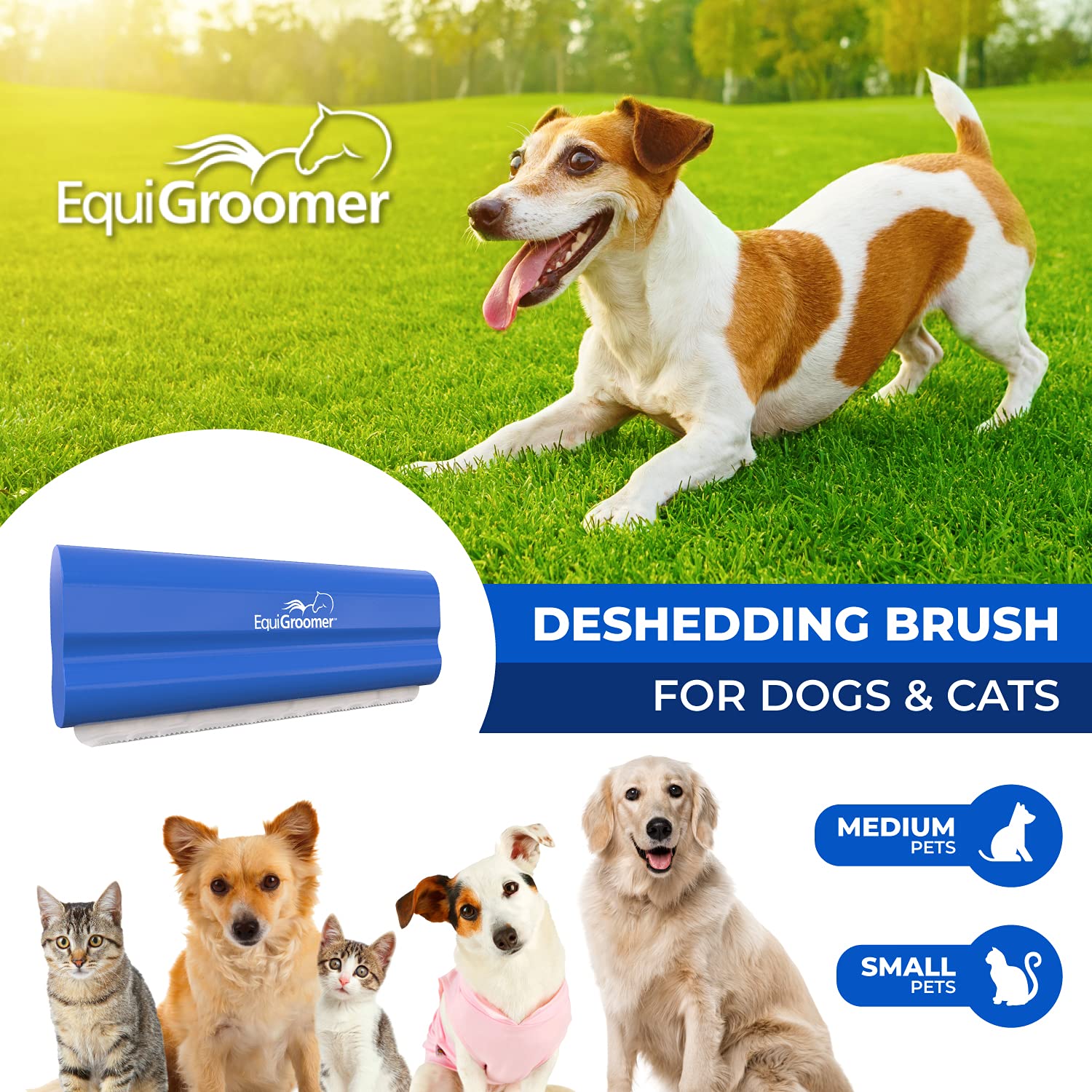 Equigroomer Deshedding Brush For Dogs And Cats | Undercoat Deshedding Tool For Large And Small Pets | Comb Removes Loose Dirt, Hair And Fur | Perfect Clean For Short And Long Hair Grooming Shedding