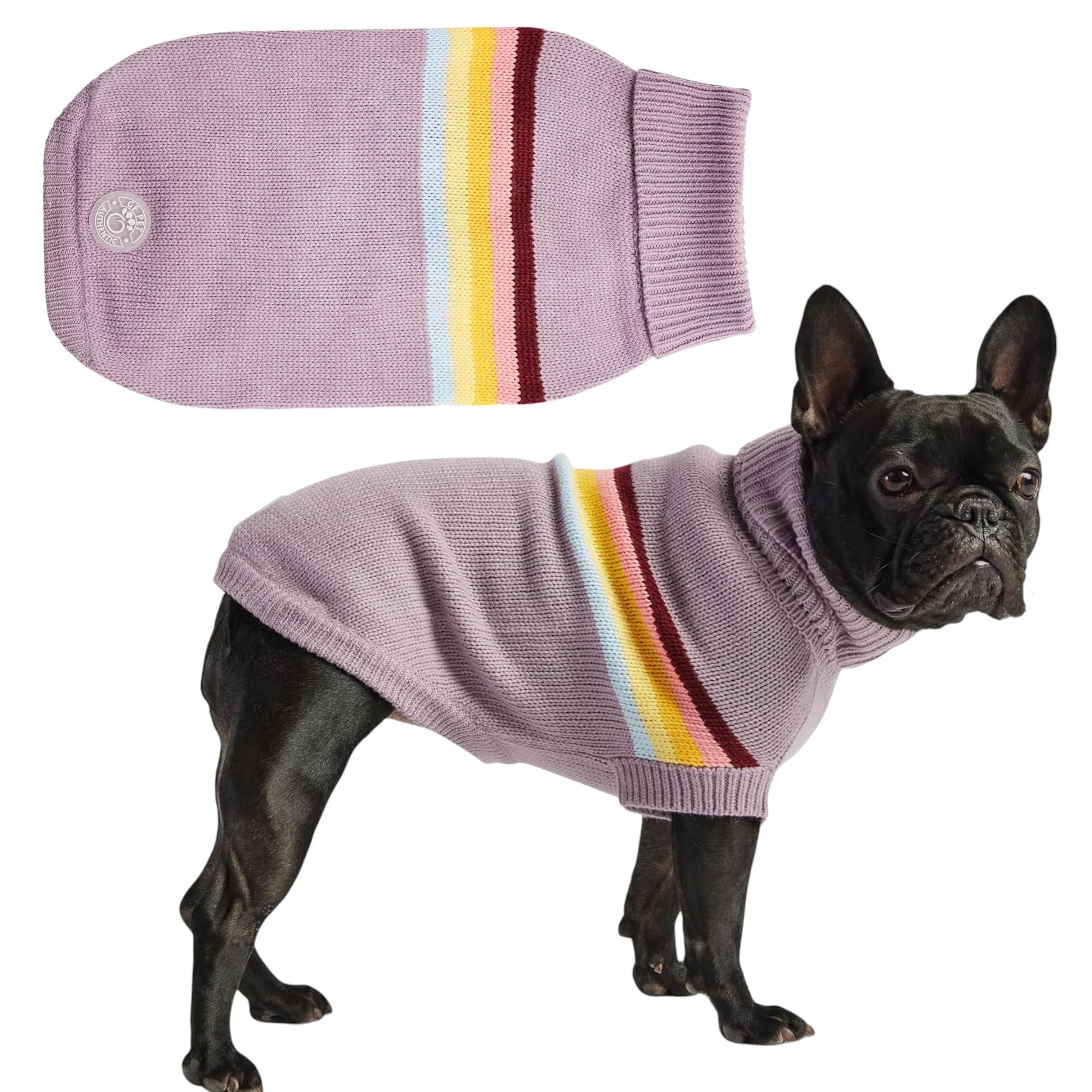 Gf Pet Retro Sweater Dog Pullover – Cozy Knitted Dog Sweater For Dogs | Soft Stretchy Design | Warm Ribbed Acrylic | Vintage Style | For Small, Medium, Large Dogs – Lavender, Xl