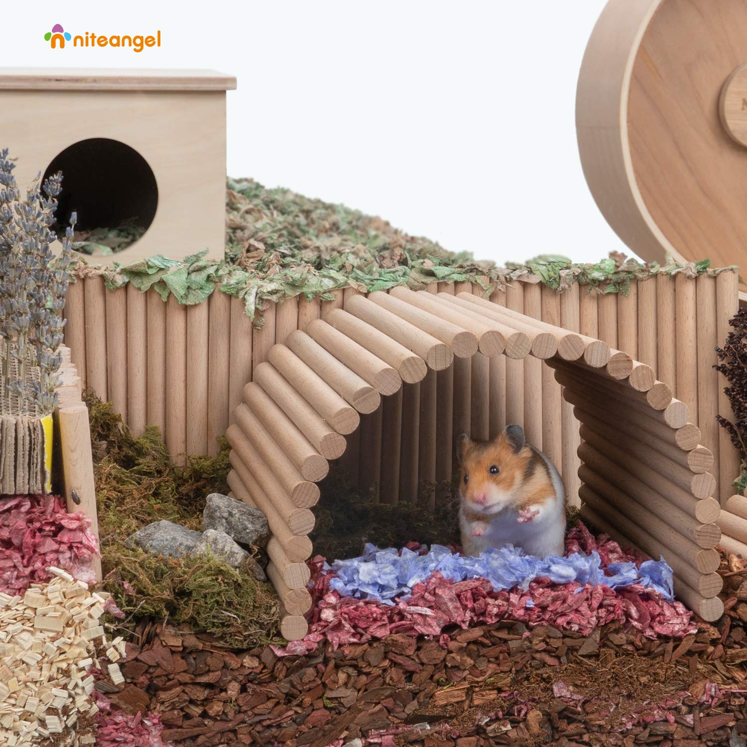 Niteangel Hamster Climbing Ladder Wooden Suspension Bridge For Guinea Pigs Rats Hedgehog Gerbils Mouse Sugar Glider And Other Small Animals (Medium)