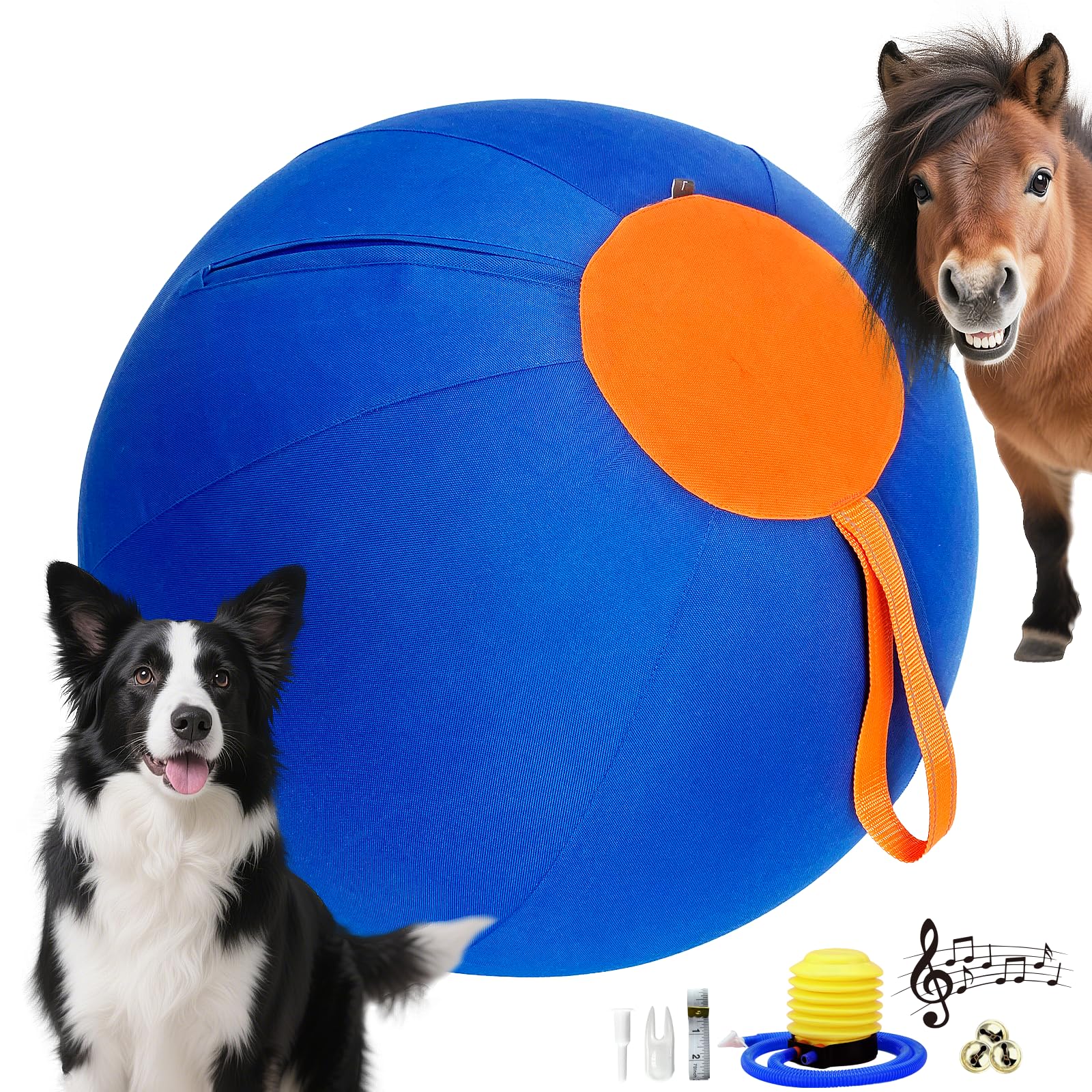 25 Herding Ball for Dogs - Durable Horse Ball Style Dog Toy with Cover - Dog Herding Toy for Outdoor Play, Training & Exercise -