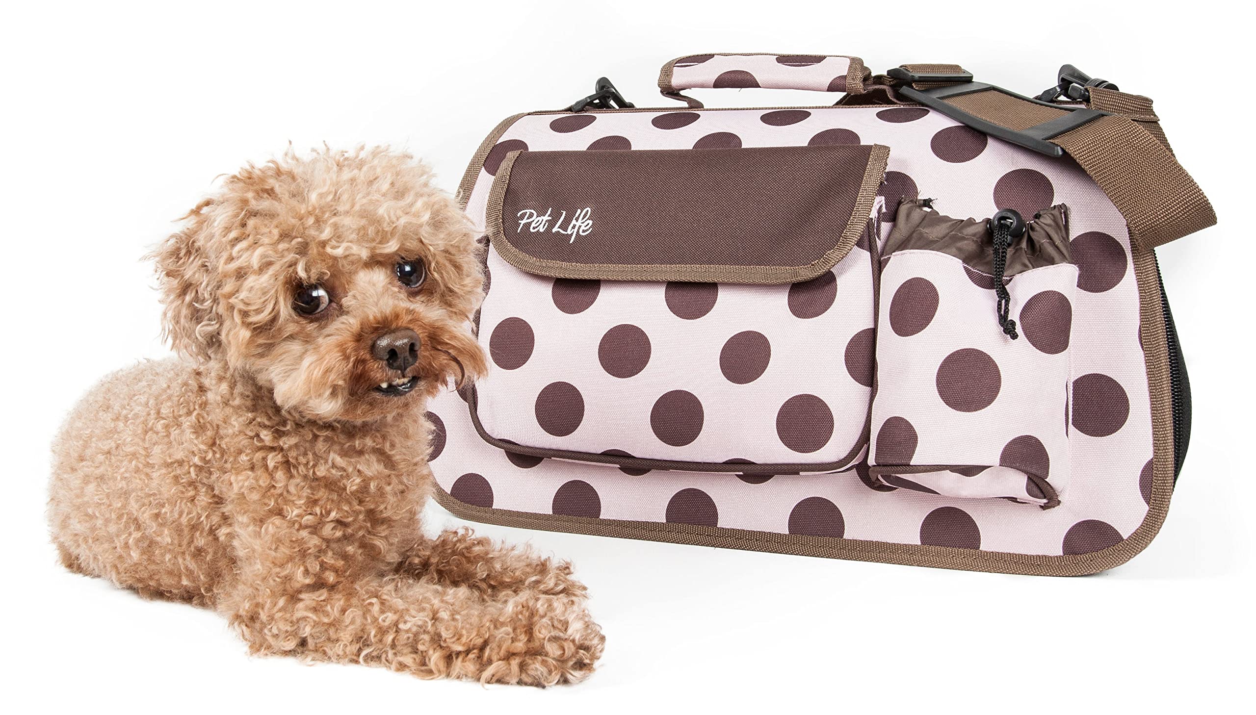 Pet Life Casual-Lounge Airline Pet Carrier, Plaid Fabric, 16"L x 10.2"W x 9.8"H, Includes Pouch, Over-The-Shoulder Straps,