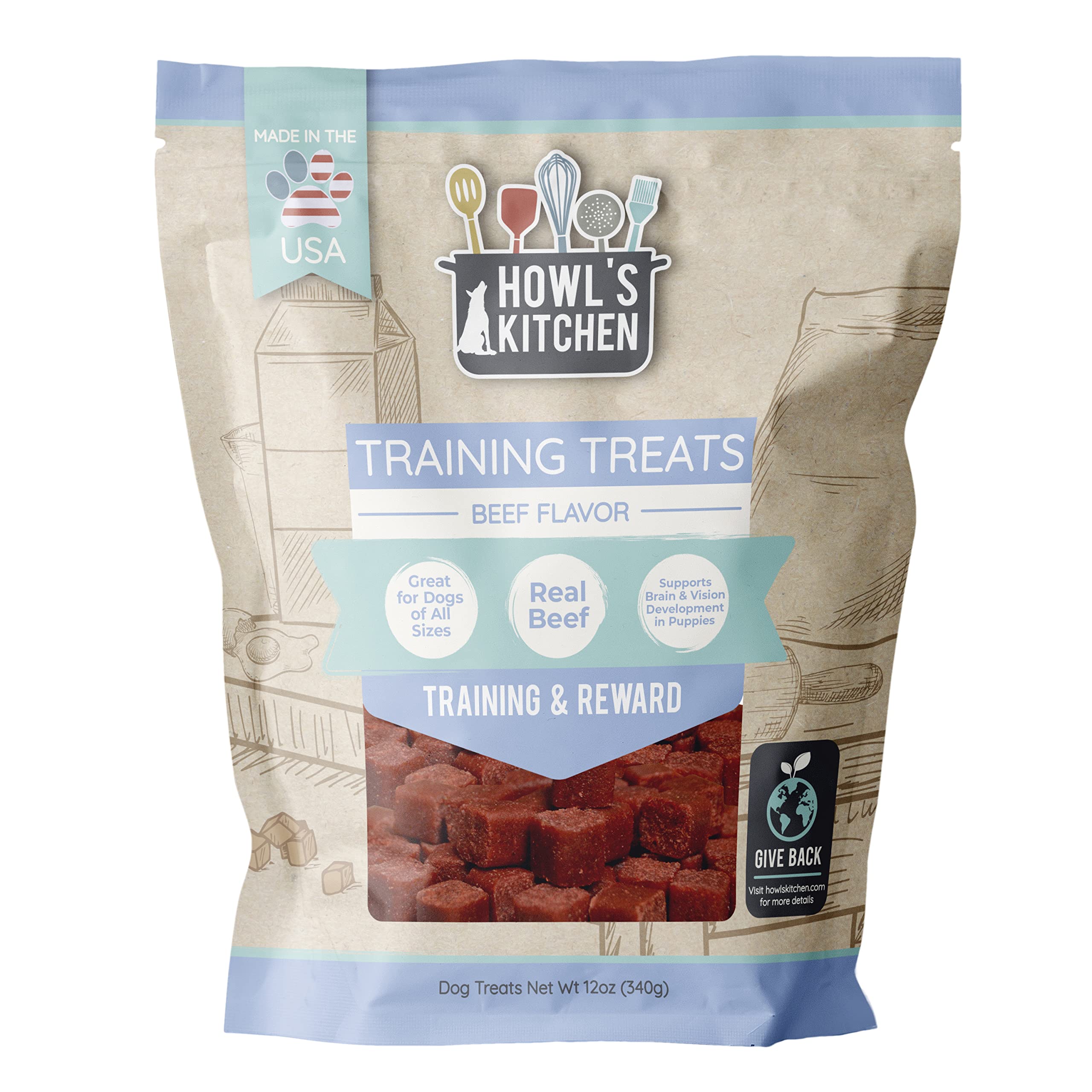 Howls Kitchen Dog Treats, Training Bites, Beef
