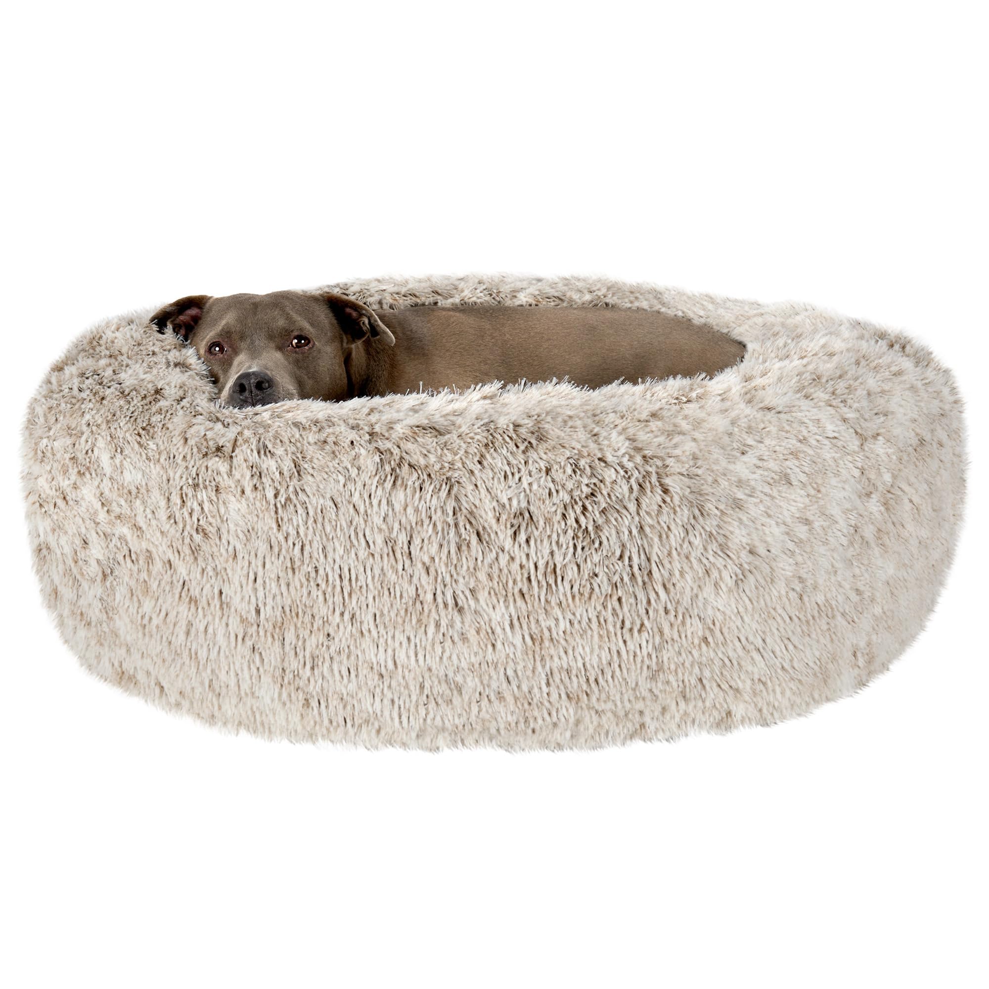 Furhaven 36 Round Calming Donut Dog Bed for Large/Medium Dogs, Refillable w/ Removable Washable Cover, For Dogs Up to 75 lbs - S