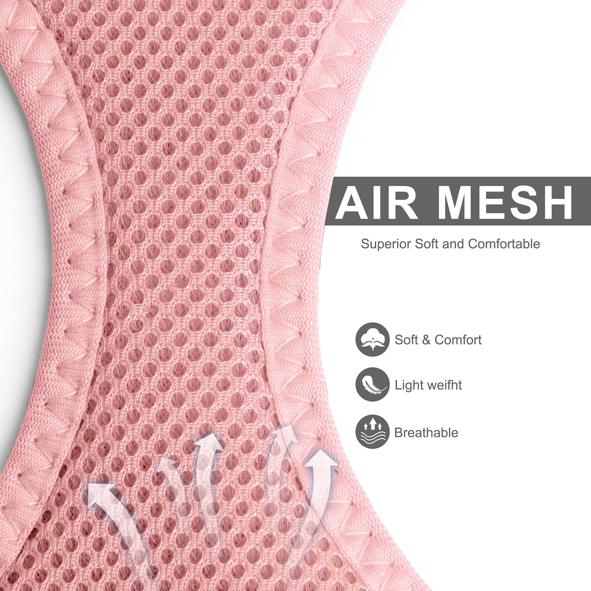 Fida Comfy Dog Harness & Leash, Escape Proof Mesh Vest for XXS Pets, Pink