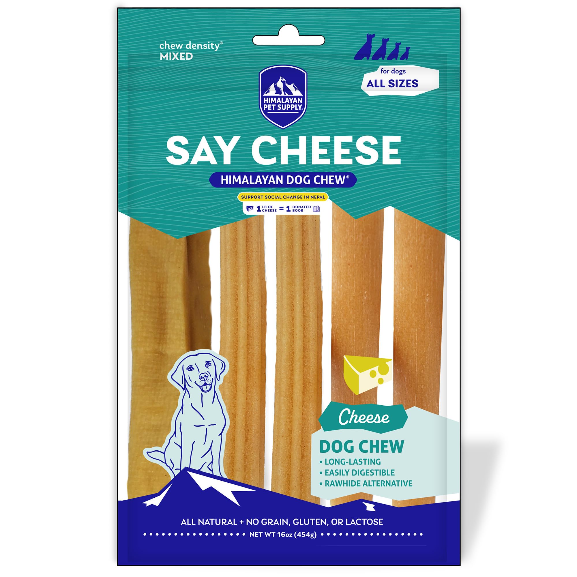 Himalayan Dog Chew Say Cheese! Assorted Yak Cheese Dog Treats, Long-Lasting Himalayan Pet Chews, Easily Digestible Chew Sticks, 