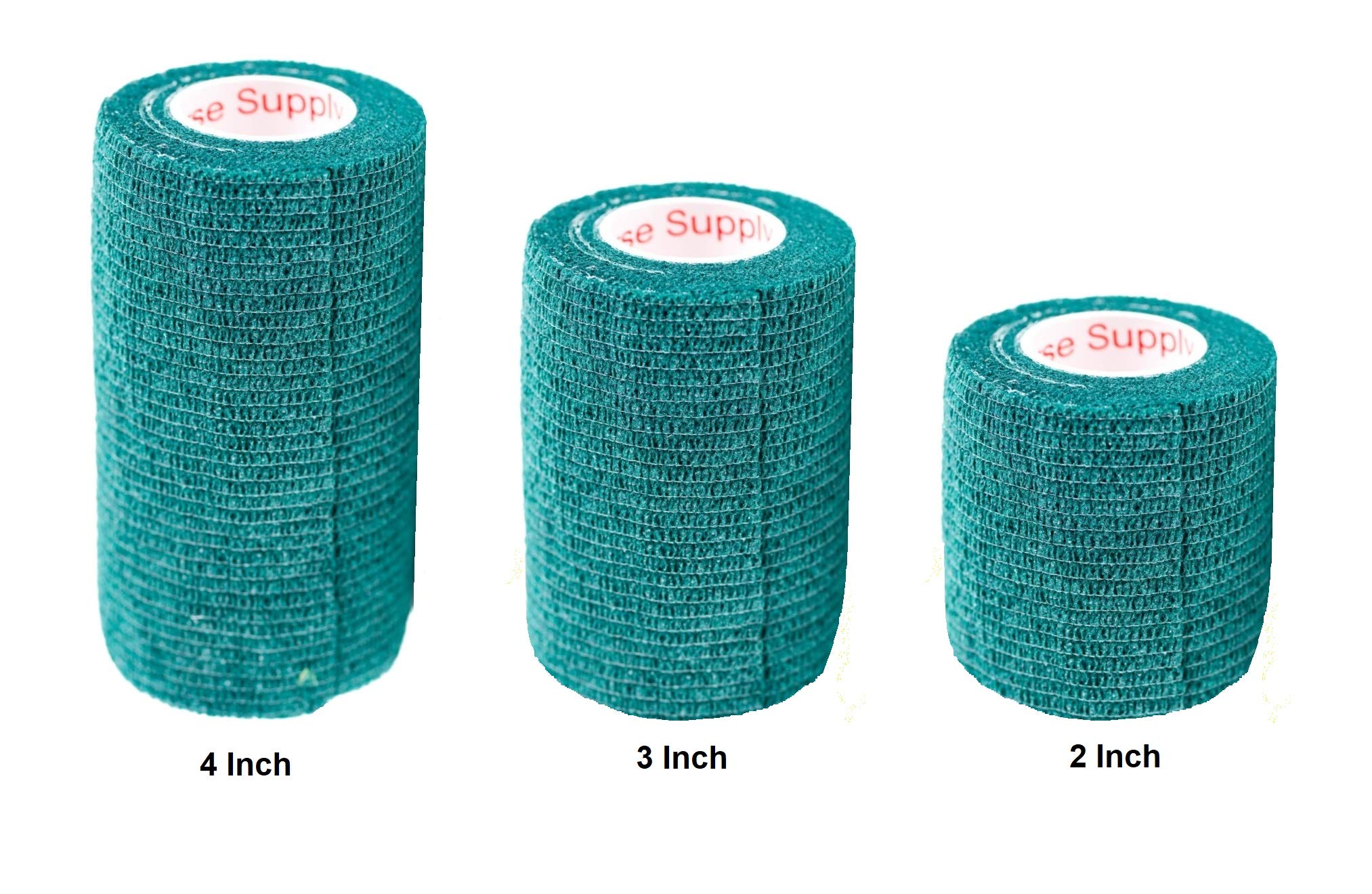 Vet Wrap Tape (Hunter Green) (2 Pack) (4 Inch x 15 feet) Self Adhesive Adherent Adhering Cohesive Flex Self Stick Bandage Grip R