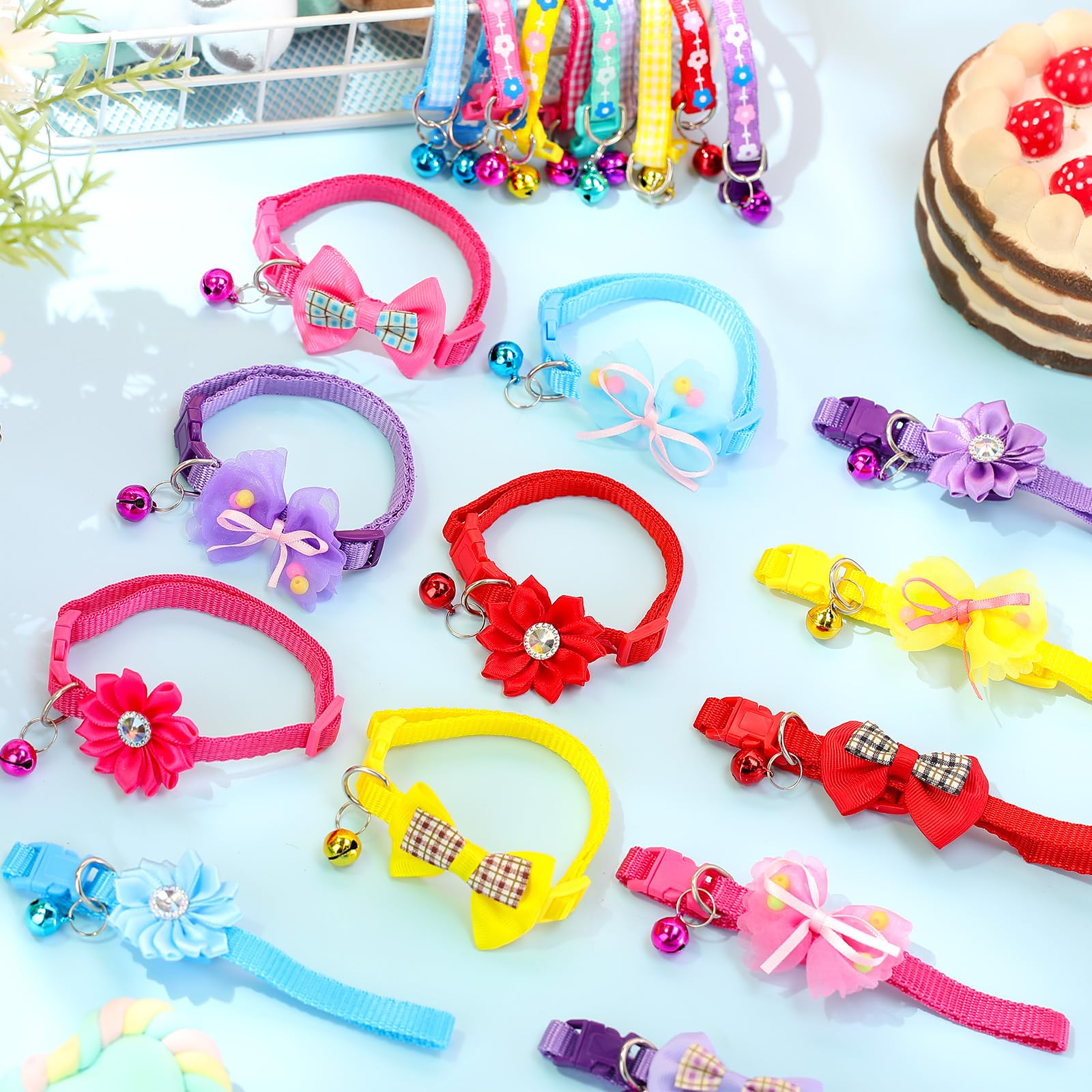 Saintrygo 22 Pack Dog Bow Tie Collar - Adjustable Bowtie, Flower Neck Tie For Medium Small Dog Cat Puppy(Delicate)