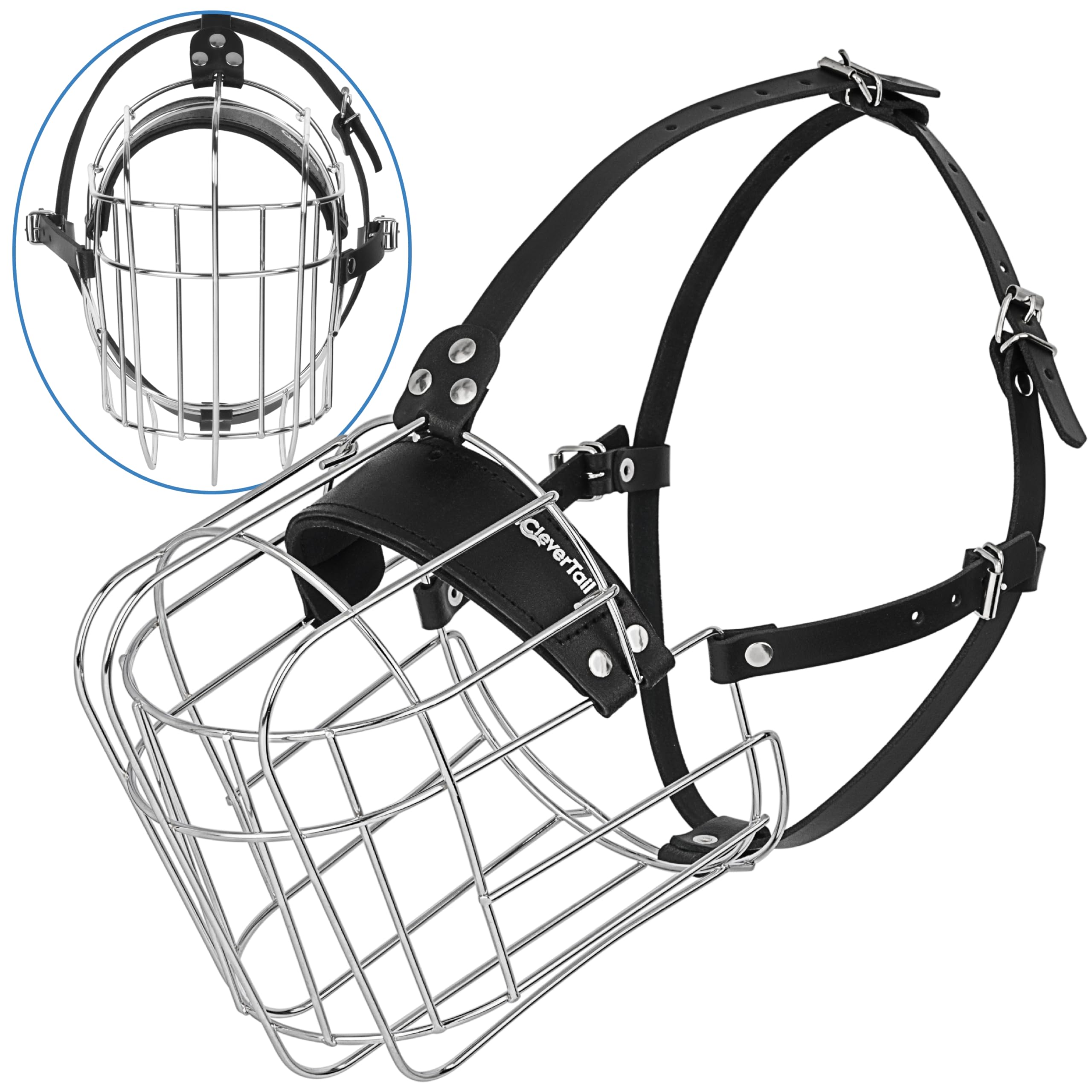 Clevertail Extra Large Dog Muzzle For Great Dane - Cage Muzzles For Barking And Prevent Biting - Metal Basket Dog Muzzle For Lar