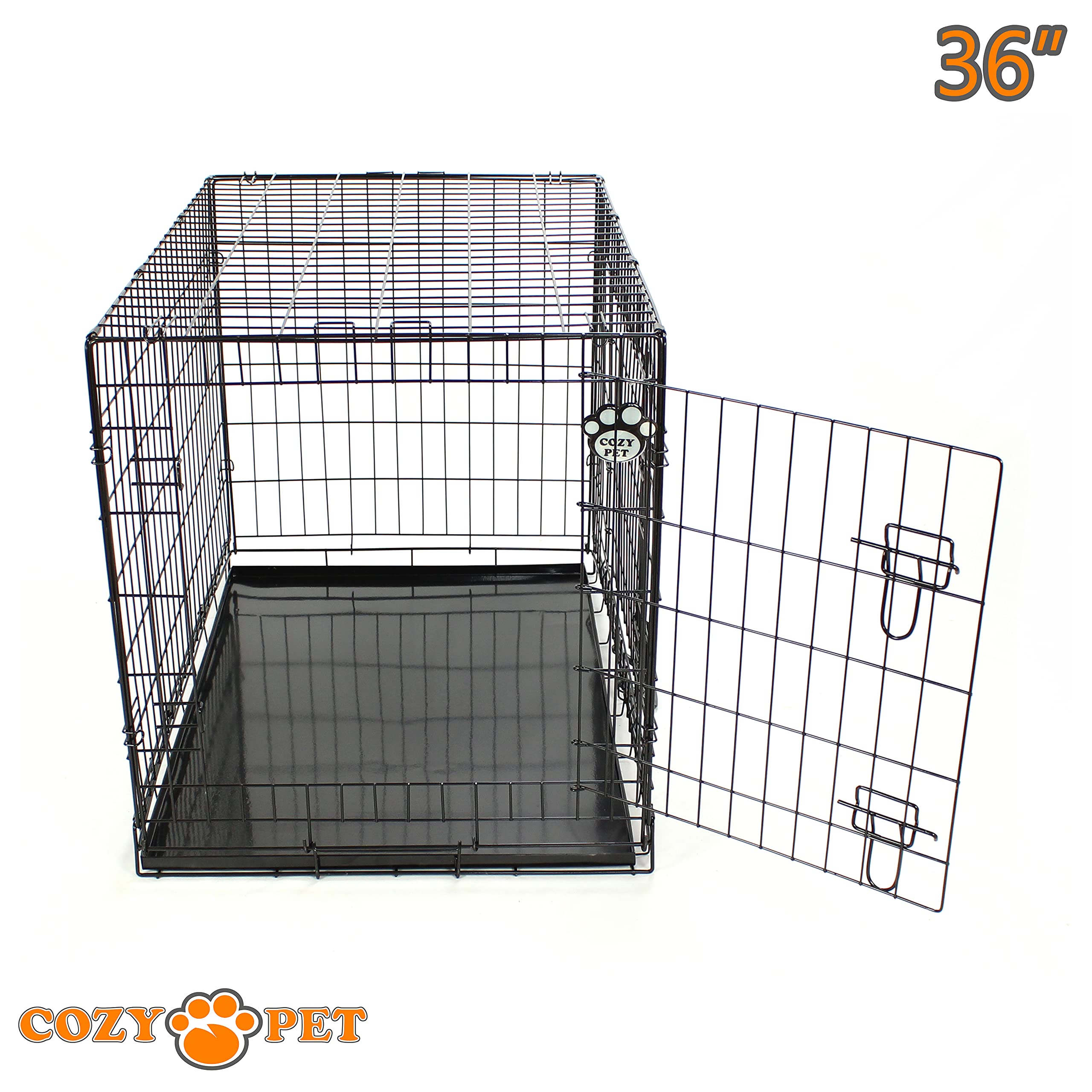 Cozy Pet Dog Cage 36' Black Metal Tray Folding Puppy Crate Cat Carrier Dog Crate Dc36B. (We Do Not Ship To The Channel Islands.)