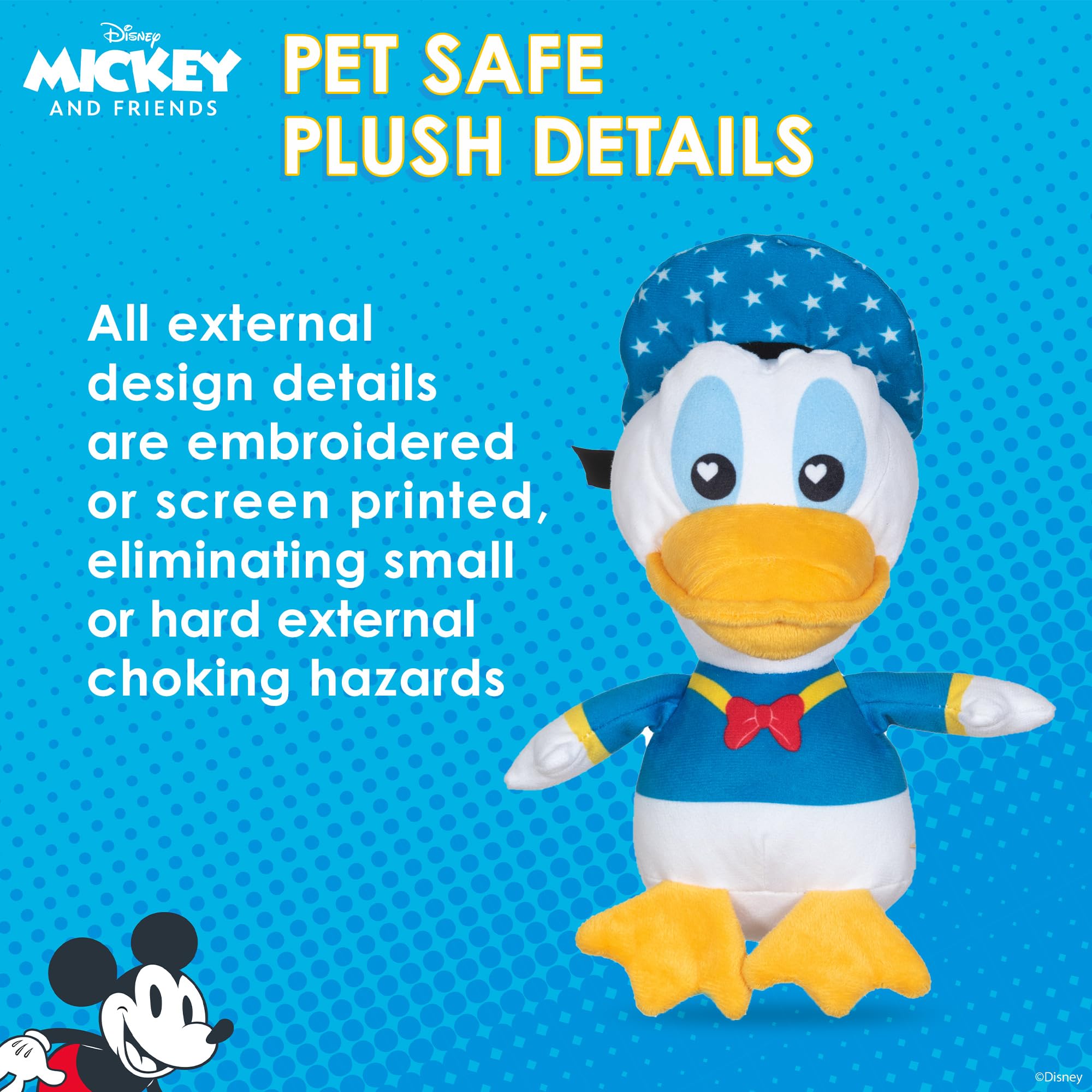 Disney For Pets Donald Duck Plush Squeaky Dog Toy 9In | Disney Dog Toys | Plush Squeaker Toy For Dogs Inspired By Donald Duck, D