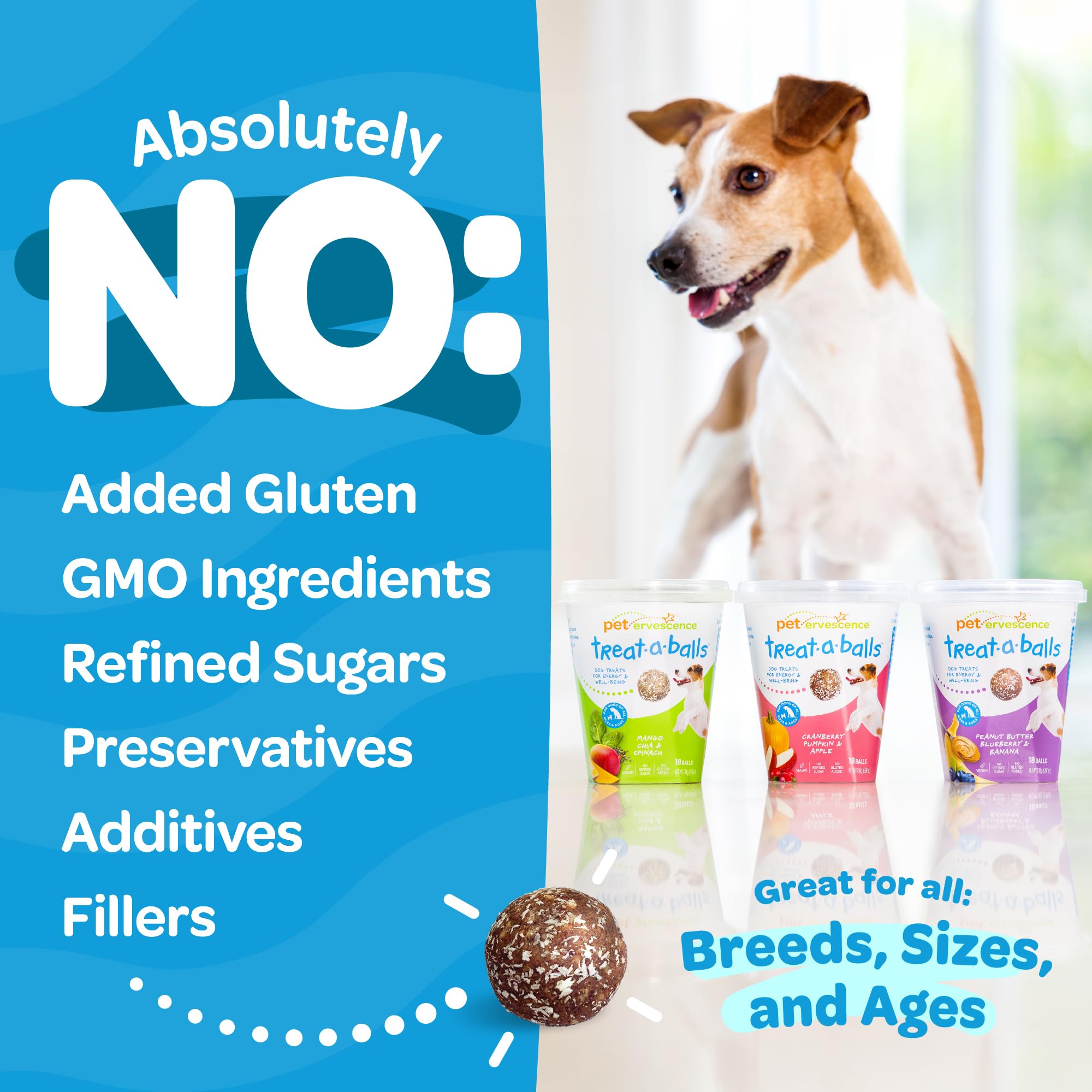 TREAT-A-BALLS Chewy & Soft Dog Treats Bulk - All Natural, Non-GMO, Gluten Free - All Breeds, Sizes, Ages - Made in New Zealand -