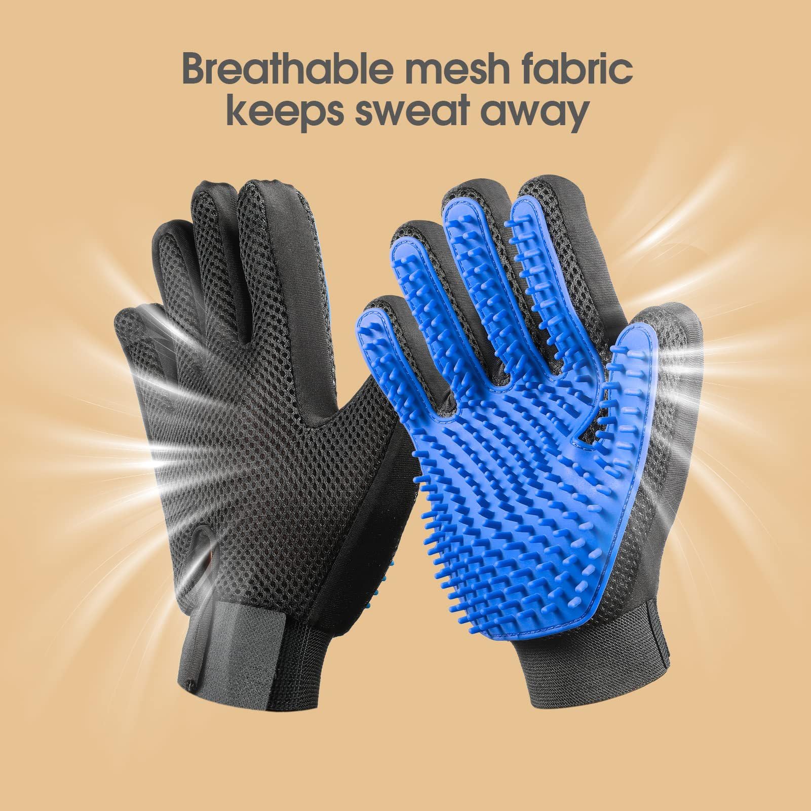 Nvnan Cat & Dog Grooming Gloves For Shedding,Pet Grooming Gloves With Vacuum,2-In-1 Deshedding Brush & Massage Mitt, Safe For Do