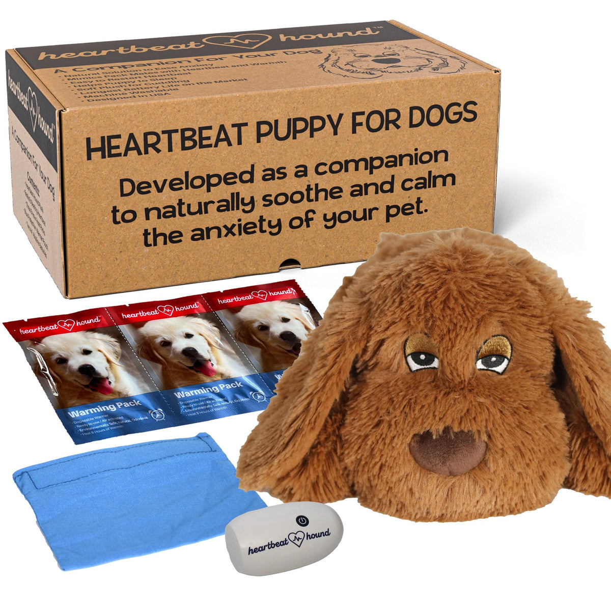 Heartbeat Hound - Calming Heartbeat Puppy For Dogs | Soothing Companion Plush Dog Toy