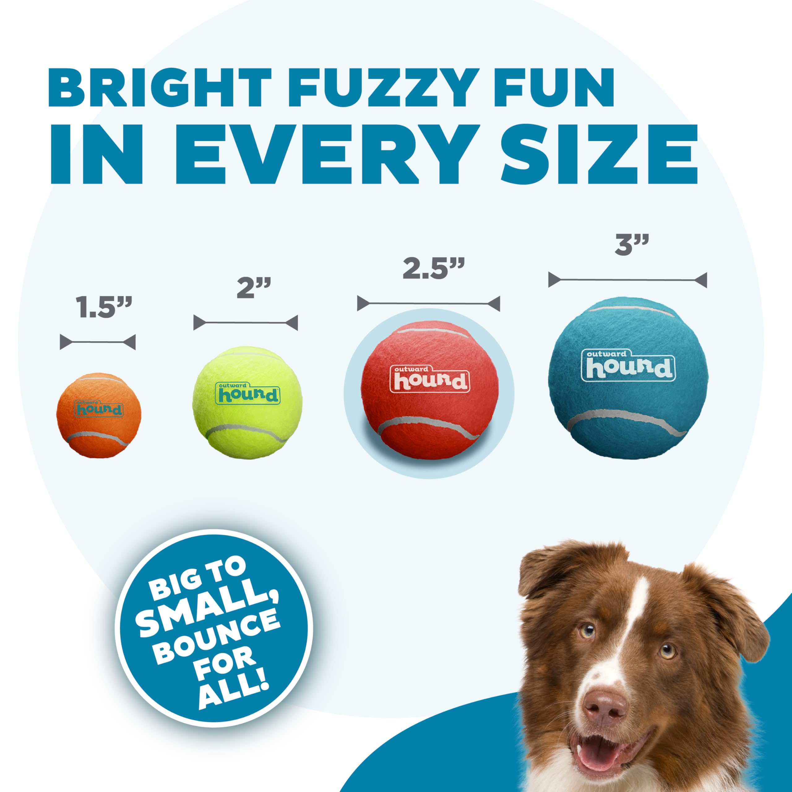 Outward Hound Squeaker Ballz - Interactive Durable Dog Toy, Squeaky Tennis Balls, Medium (Pack of 4) for Fetch, Multi-Colored