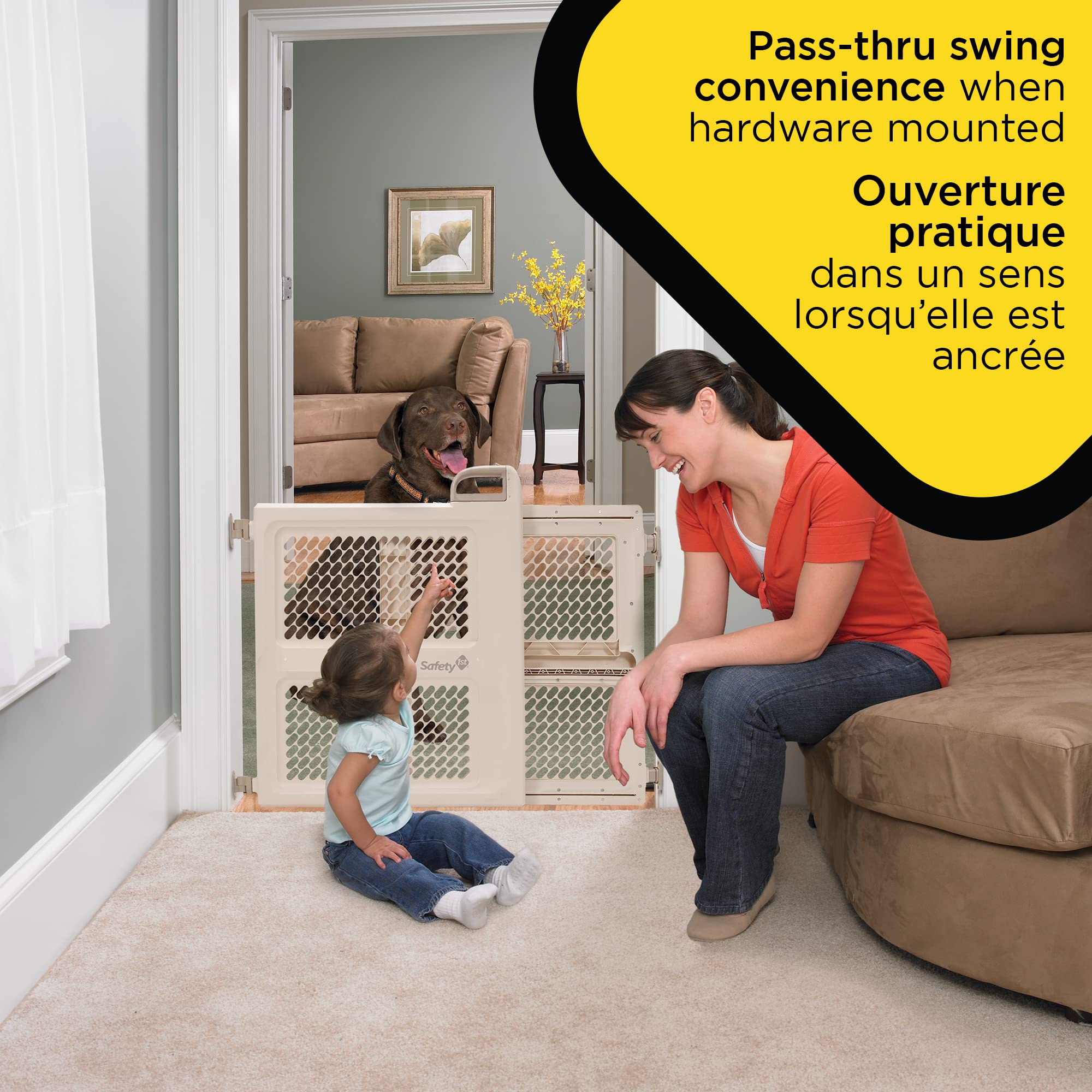 Safety 1st Baby Gates for Doorways, Pressure Mount Lift, Lock and Swing, Dog Gates, Hardware Gate for Stairs, Fits 28-42 Wide