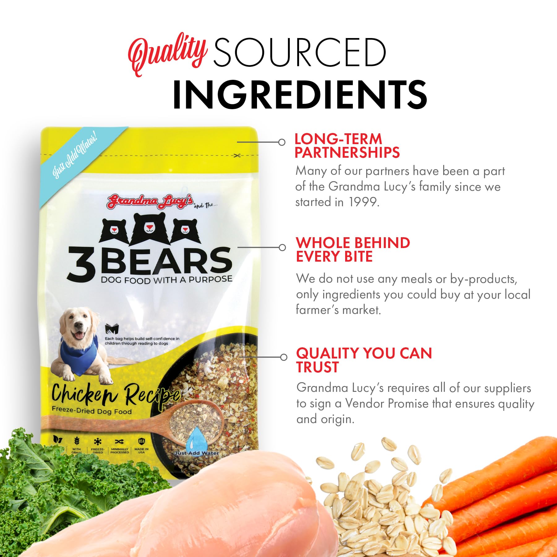 Grandma Lucys 3 Bears Chicken Dog Food - 3lb