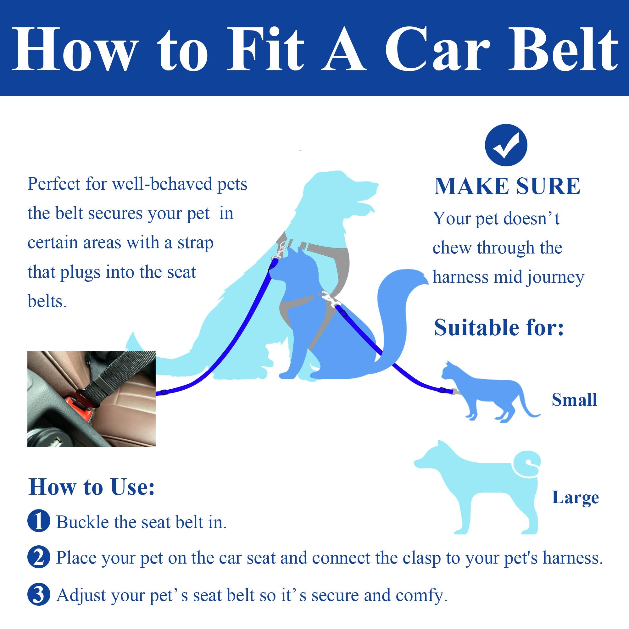 fancigo Dog Seat Belt for Car. Adjustable Dog Safety Seatbelt. Adjustable Strap, Strong Nylon Fabric, Bungee Buffer Dog Puppy Ca