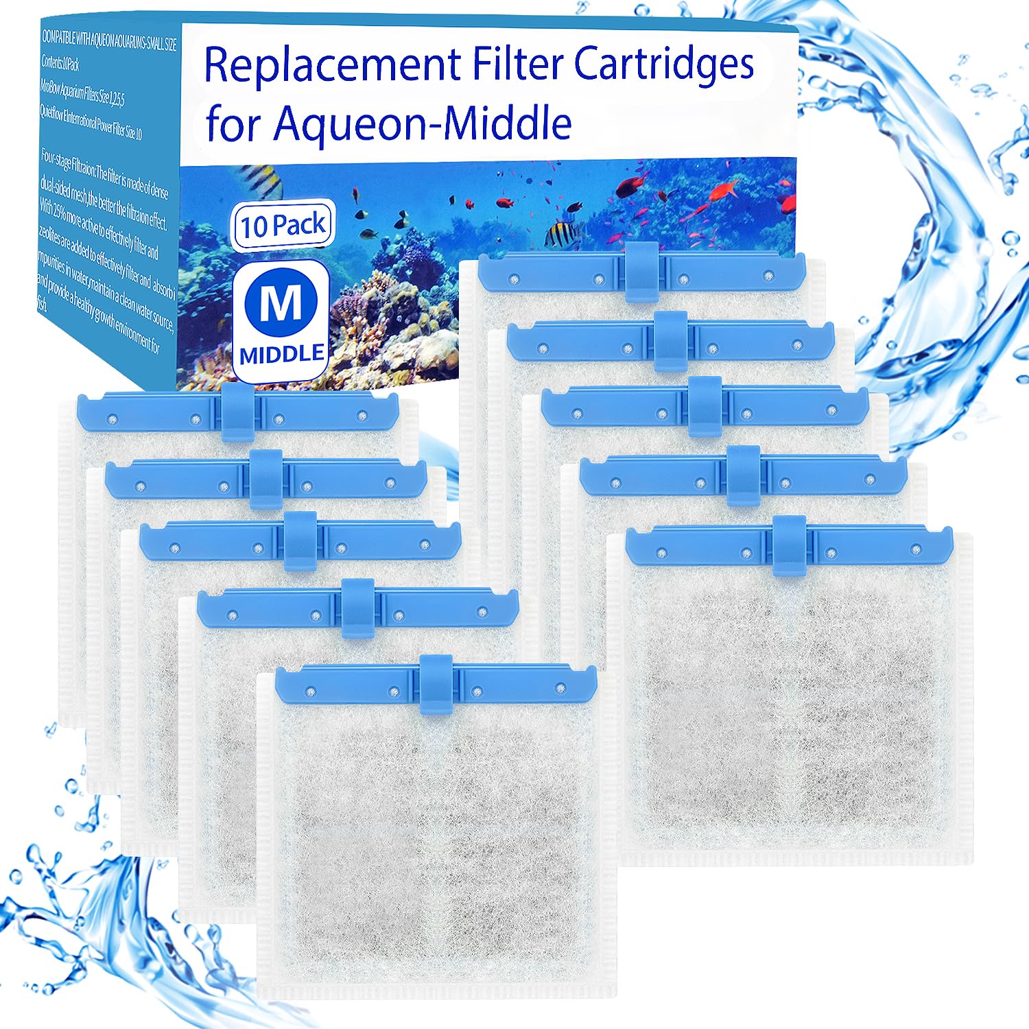 10 Pack Medium Replacement Filters Cartridges For Aqueon Quietflow,Replacement Filter Cartridges With Aqueon Quietflow Led Pro P