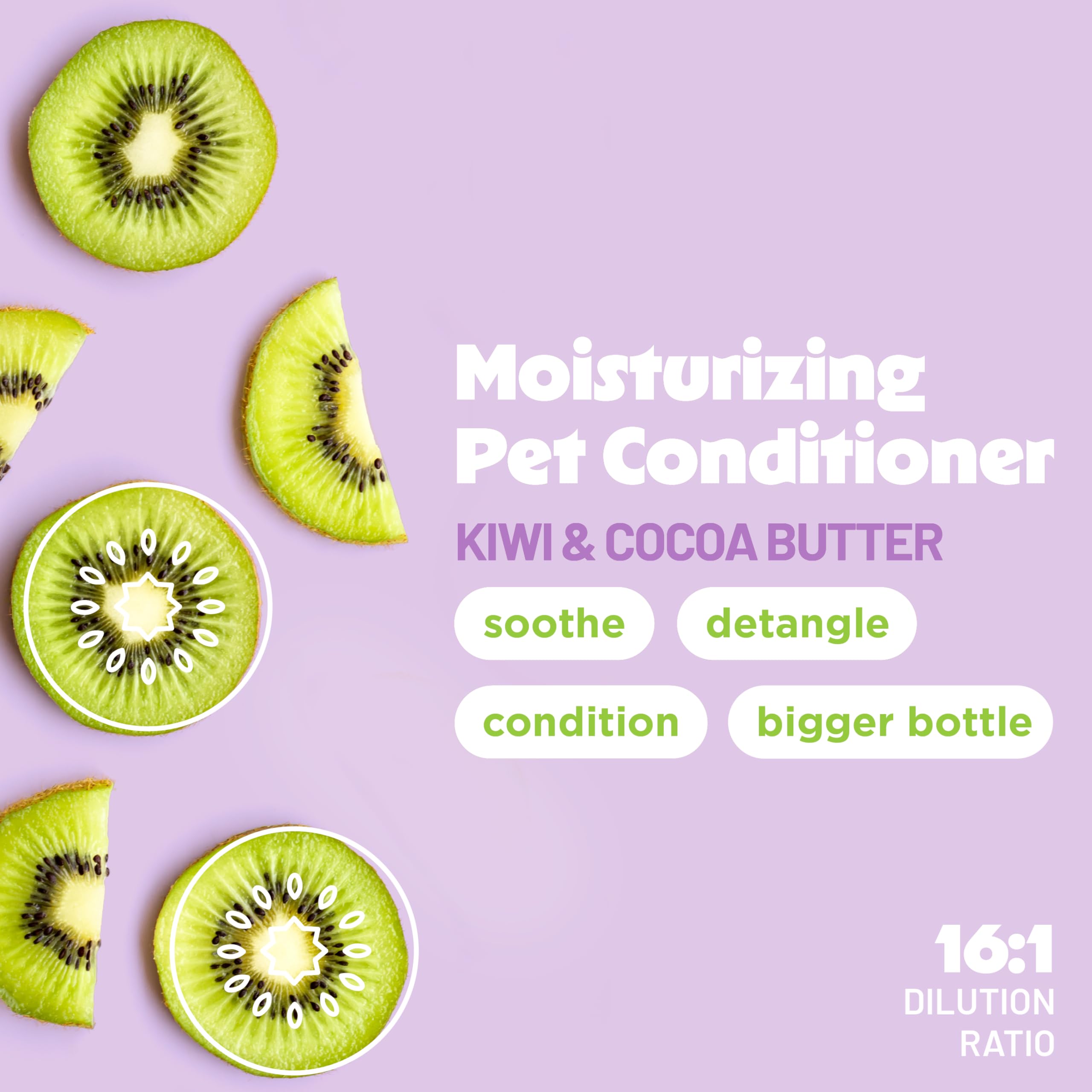 Tropiclean Dog Conditioner, Professional Detangling & Moisturizing Conditioner, Puppy Safe, Made In The Usa, Kiwi & Cocoa Butter