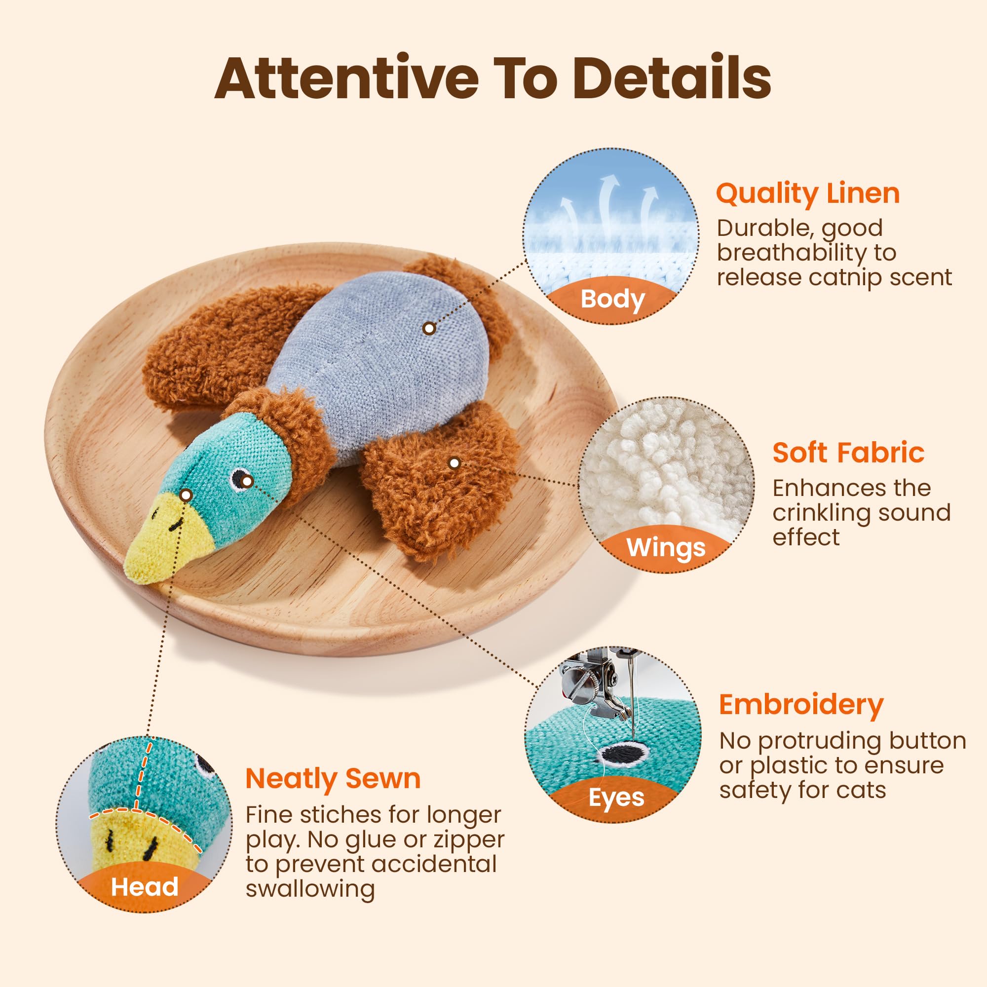 Potaroma Birds Cat Toys, 2 Pack Catnip Toys Soft Durable, Crinkle Sound Kicker Toys For Interactive Indoor Kitten Exercise 6.5 I