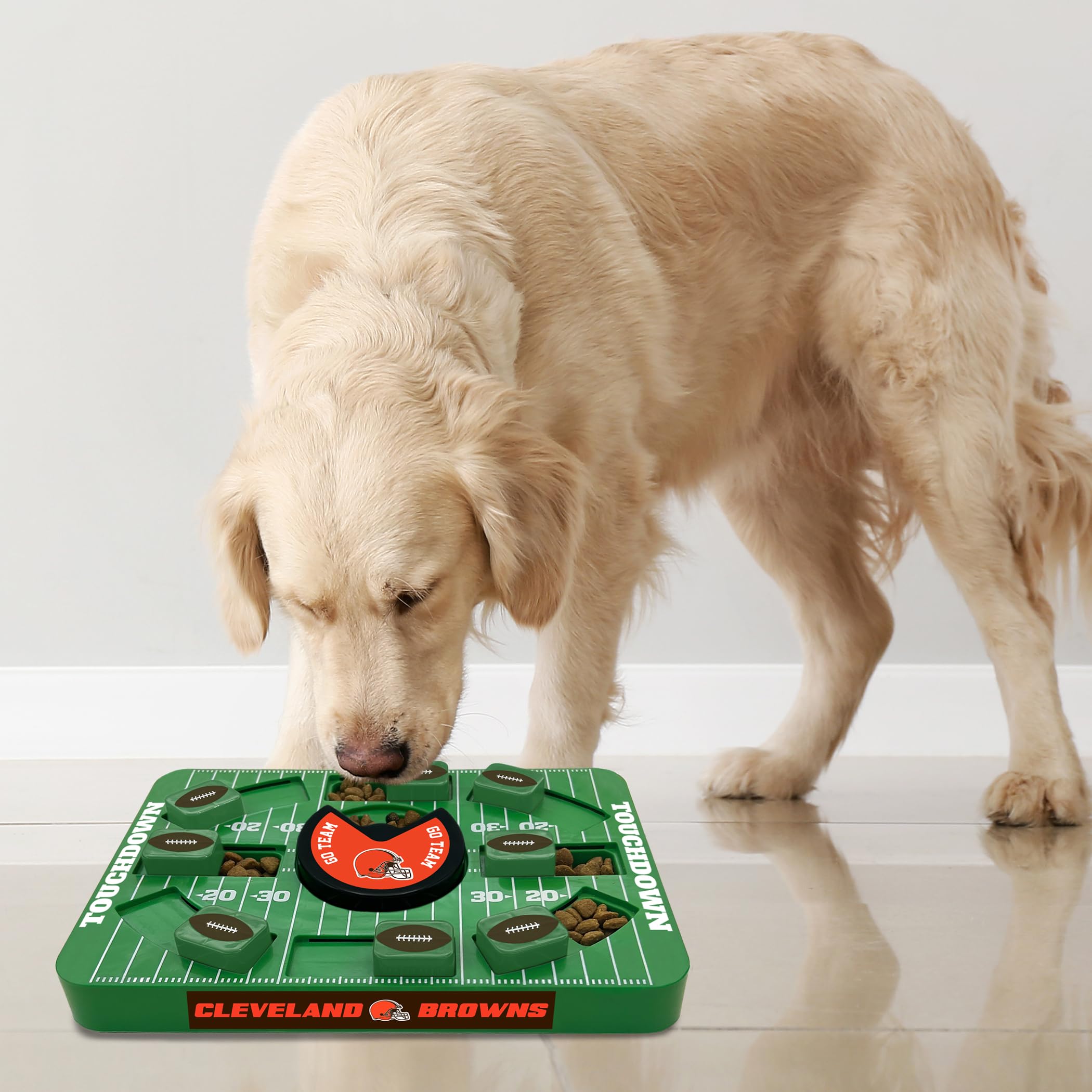 Pets First Nfl Cleveland Browns Large Puzzle Toy, New Size, Interactive Dog Treat & Slow Feeding Toy
