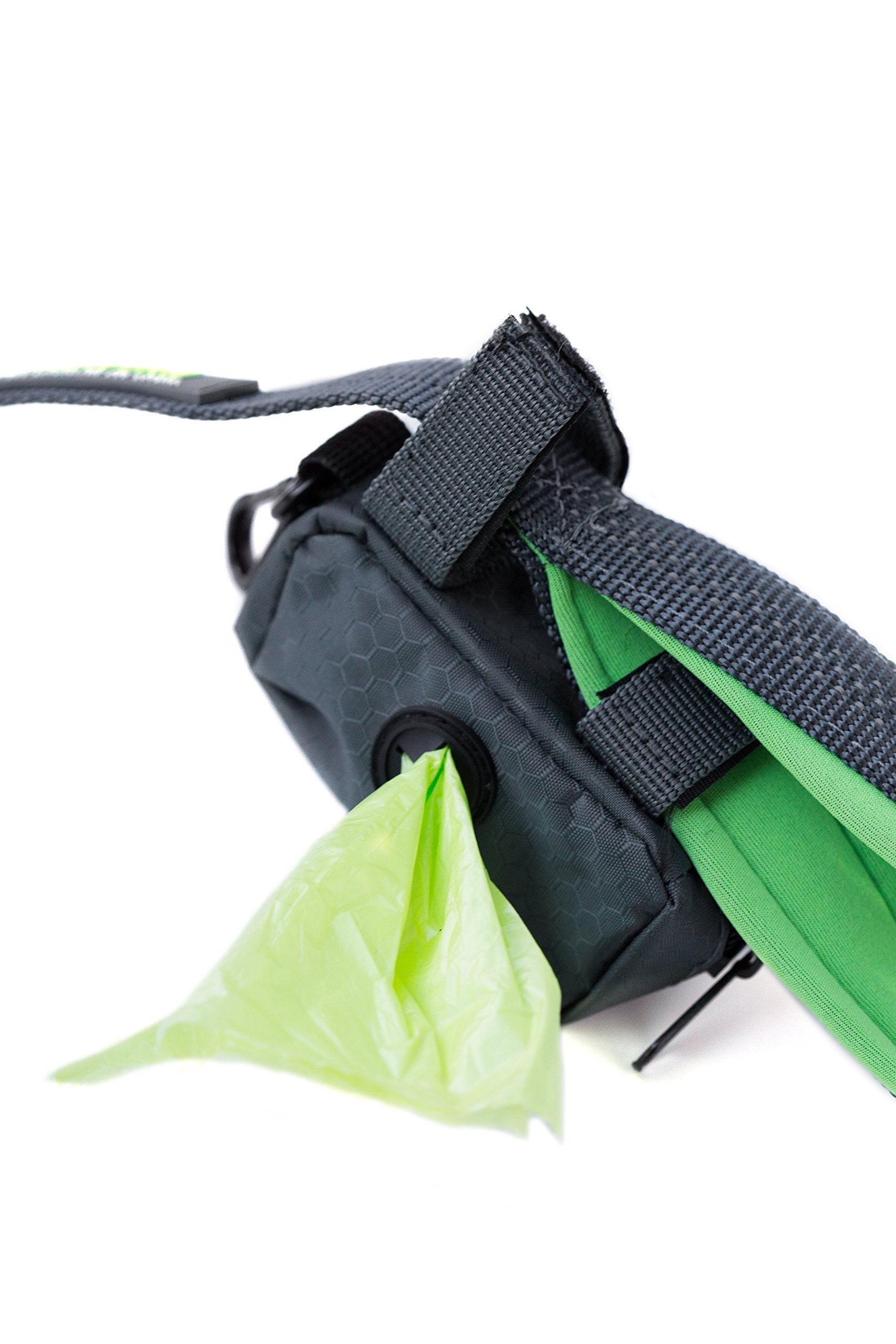 Mighty Paw Dog Poop Bag Holder - Zippered Pouch with Carabiner Hook - Includes Roll of Pick-up Bags - Pet Bag Holder - Poop Bag