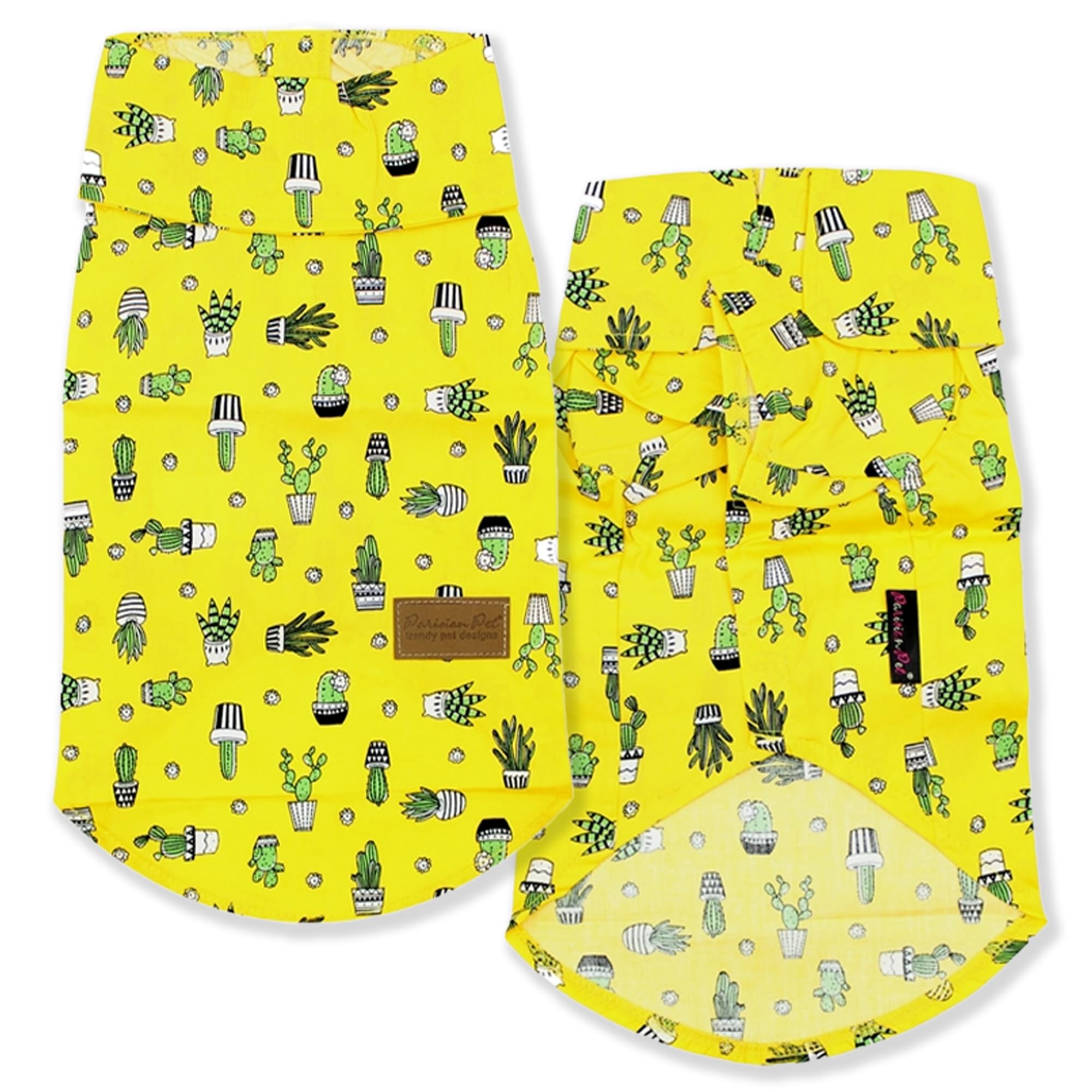 Parisian Pet Dog Shirt - Cactus Cap Dog Beach Outfit - 100% Cotton Dog Summer Clothes - Stylish Dog Costume - Breathable And Coo