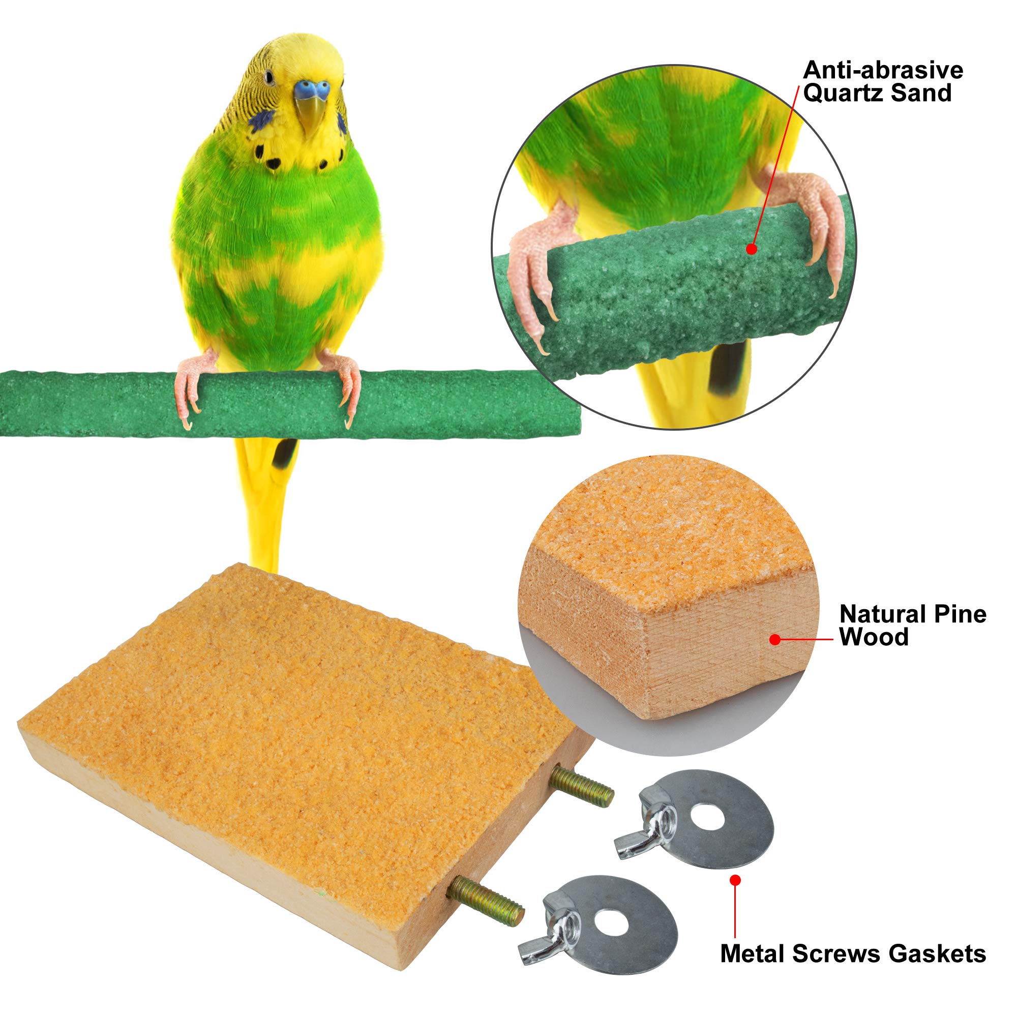 Gagiland Bird Perches For Conure Stand Natural Wood Platform Bird Nail Trimming Perch Paw Grinding Stick For Parakeet Cockatiels Parrot Perch Bird Cage Accessories
