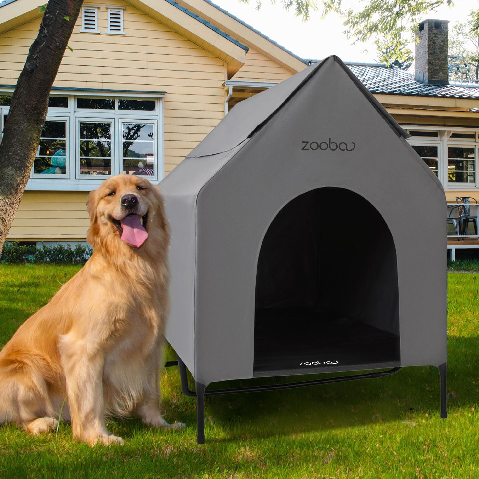 Zooba 48 '' X-Large Dog House, Dog House for Large Dogs Indoor or Outside, Weatherproof 600D PVC Dog House Outdoor, Featuring Br