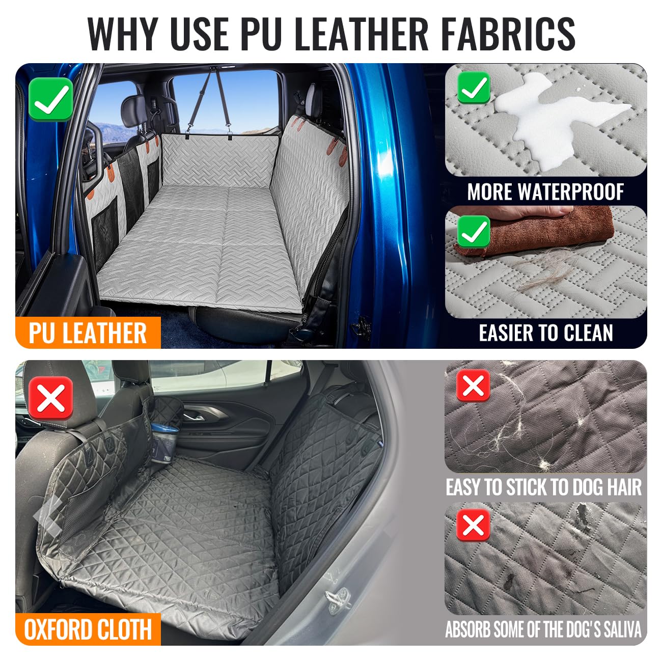 MAXFUT Dog Back Seat Extender for Truck,Dog Seat Cover Back Seat,Dogs Hammock,Hard Bottom Backseat Extender for Pet,Pet Seat Cov