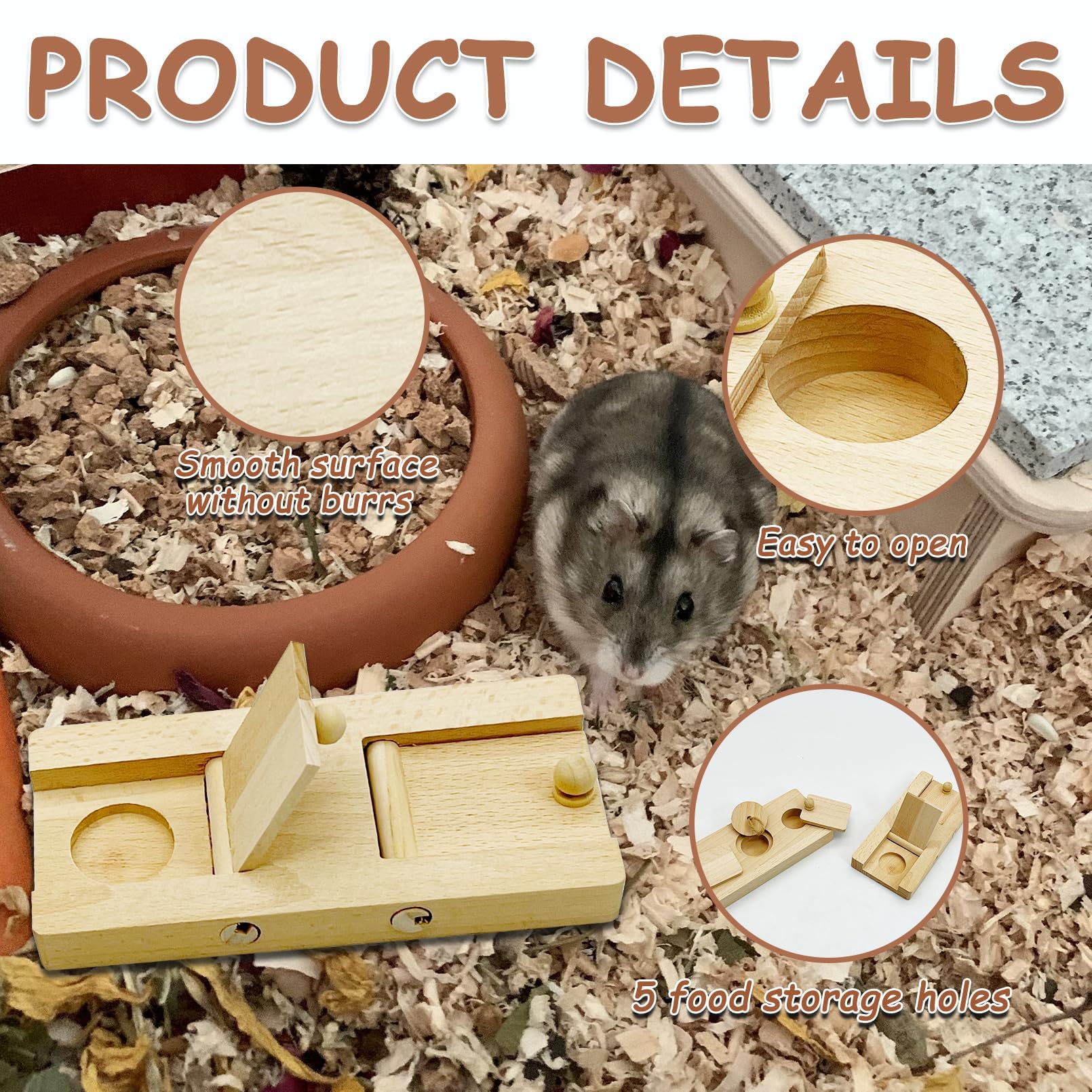 Hamiledyi Guinea Pig Foraging Toys Interactive Wooden Rabbit Toys Sniff n Snack Rabbit Treats Bunny Toys Interactive Hide Treat