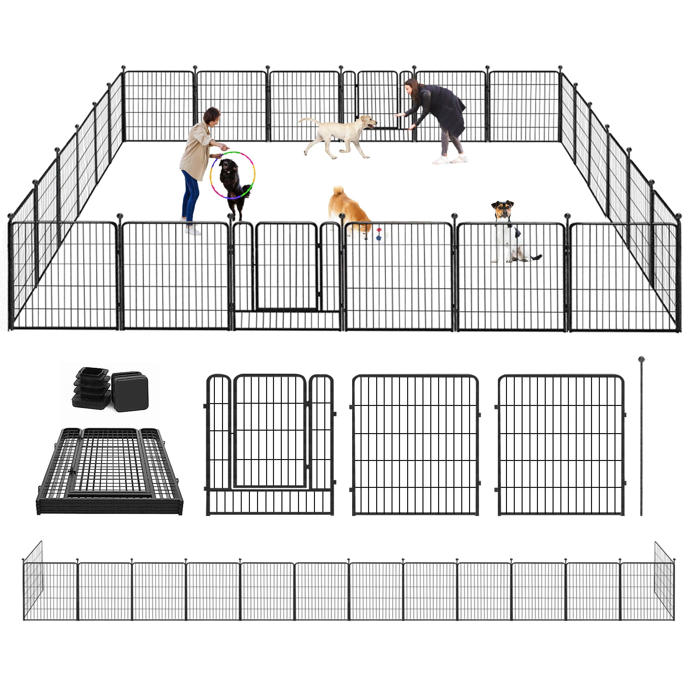 Jhsomdr Dog Playpen 32 Height 24 Panels Portable Dog Fence Outdoor For Yard Puppy Playpen Indoor Dog Pen Outdoor For Medium/Sm