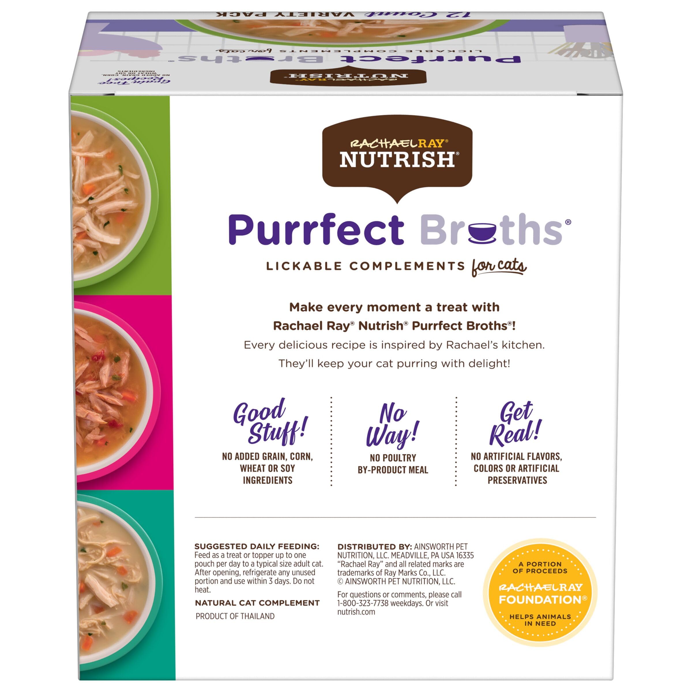 Rachael Ray Nutrish Purrfect Broths Natural Wet Cat Food, Variety Pack, 1.4 Ounce Pouch (Pack of 24), Grain Free