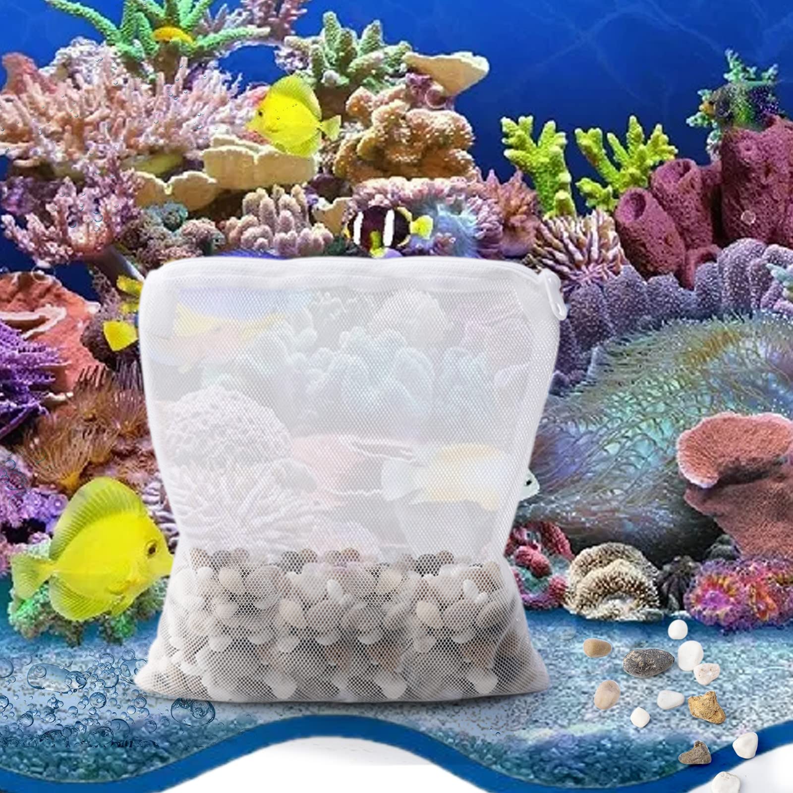 Segarty Aquarium Media Bags, 10Pcs 7.7X5.9In Nylon Mesh Aquarium Filter, Media Bags With Plastic Zipper, Fish Tank Net Bags For