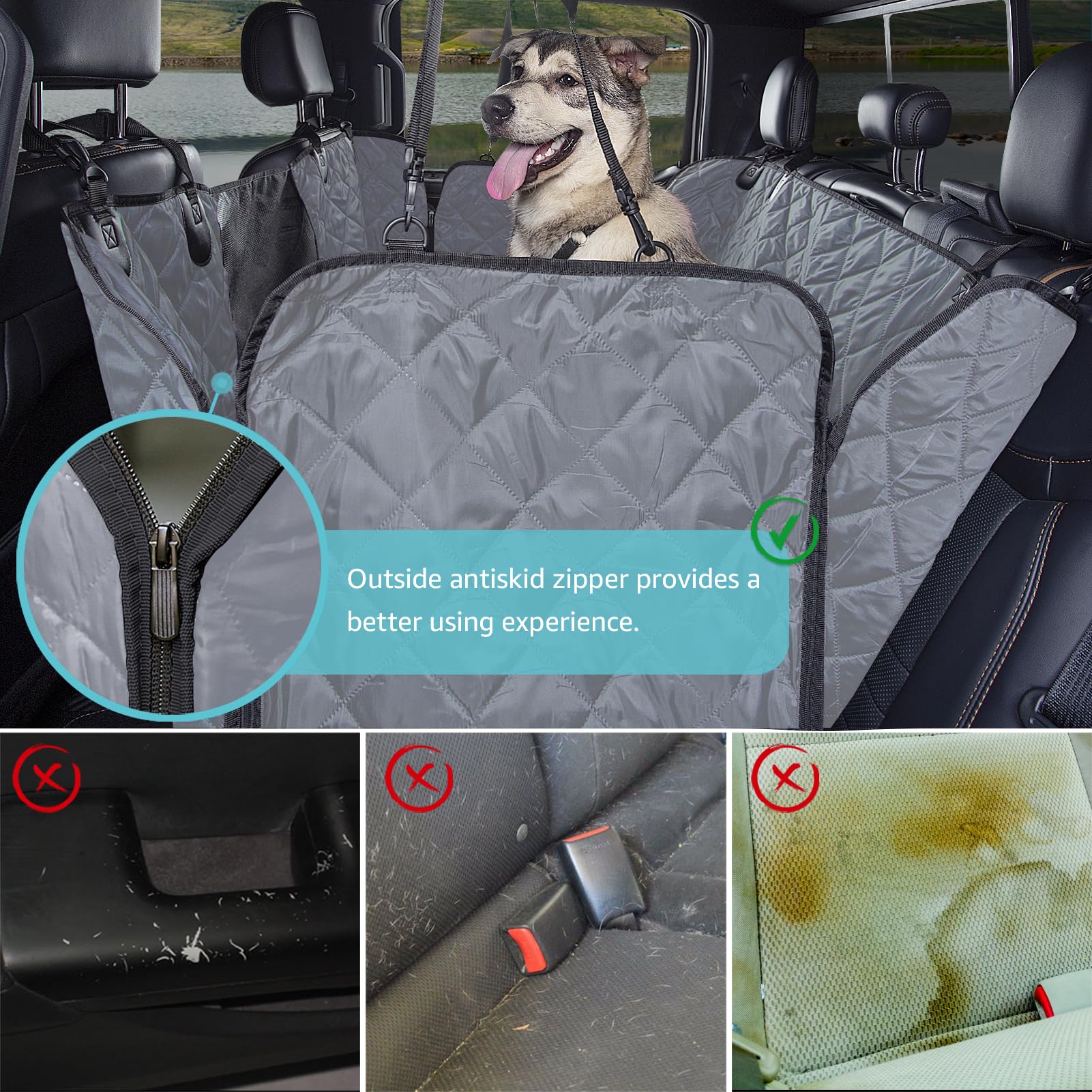 Comwish Dog Car Hammock For Truck With Mesh Window, Waterproof Dog Seat Cover For Truck Back Seat With Durable Scratchproof Nons