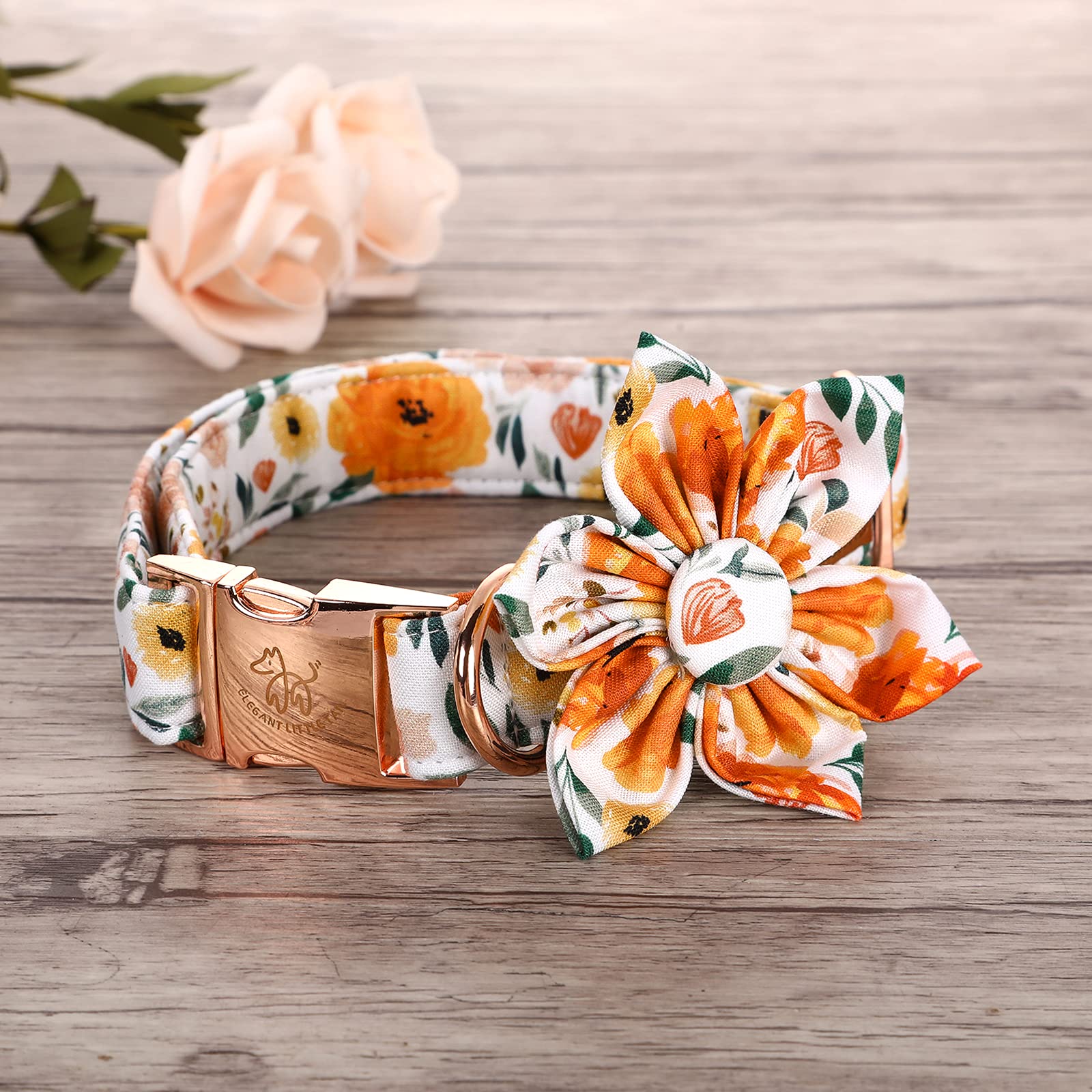 Elegant Little Tail Floral Girl Dog Collar For Female Dogs, Pet Collar Adjustable Dog Collars With Flower Gift For X-Small Dogs And Cats