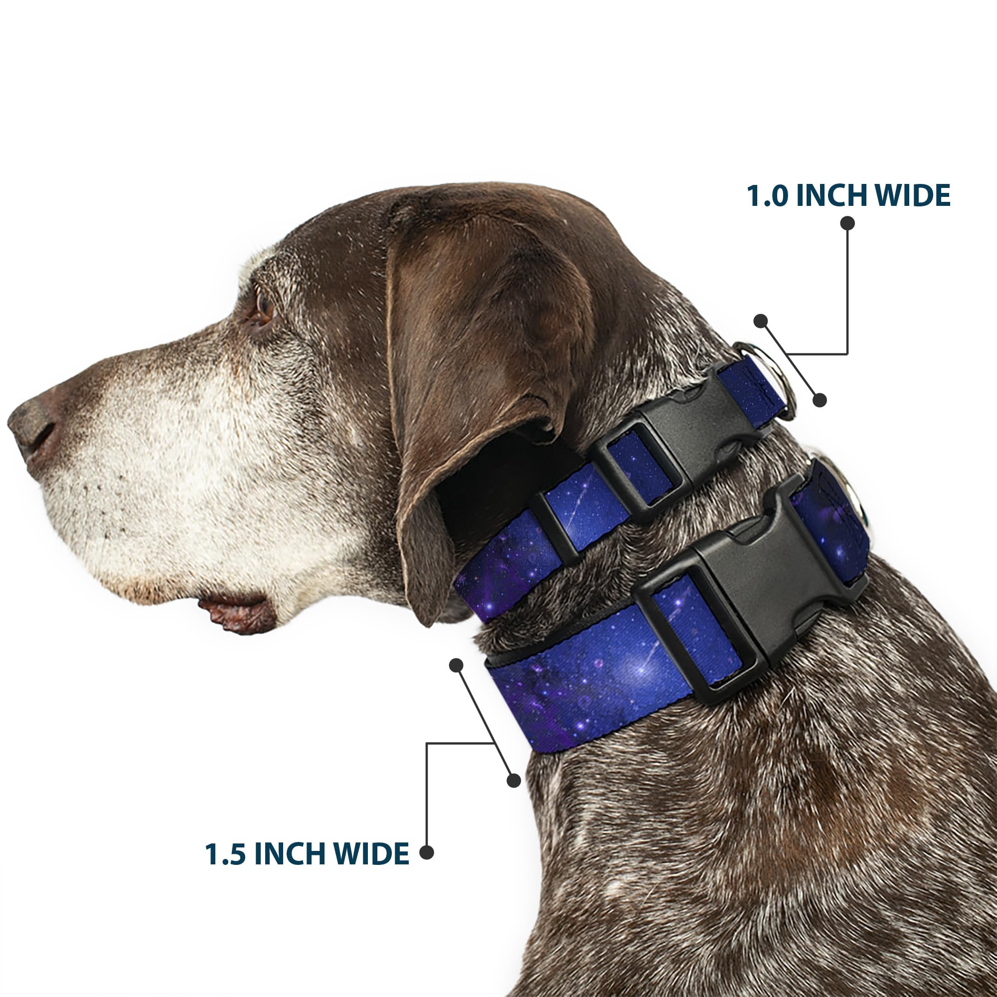Buckle-Down Plastic Clip Collar - Galaxy Blues/Purples - 1.5'' Wide - Fits 18-32'' Neck - Large