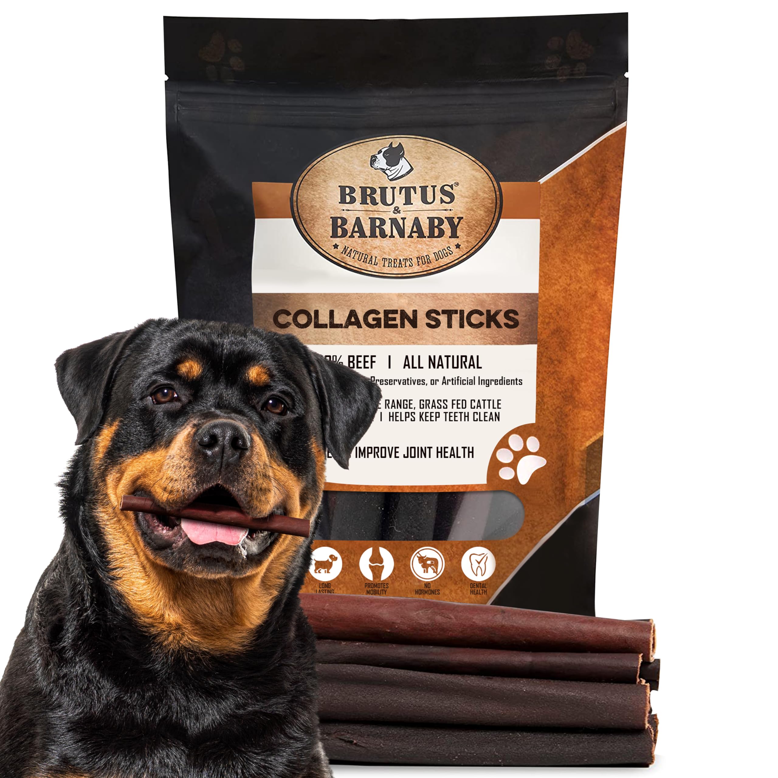 Beef Collagen Sticks For Dogs - Great Long Lasting Beef Collagen Dog Chews - Odor-Free, Natural Treat That Supports Joint Health