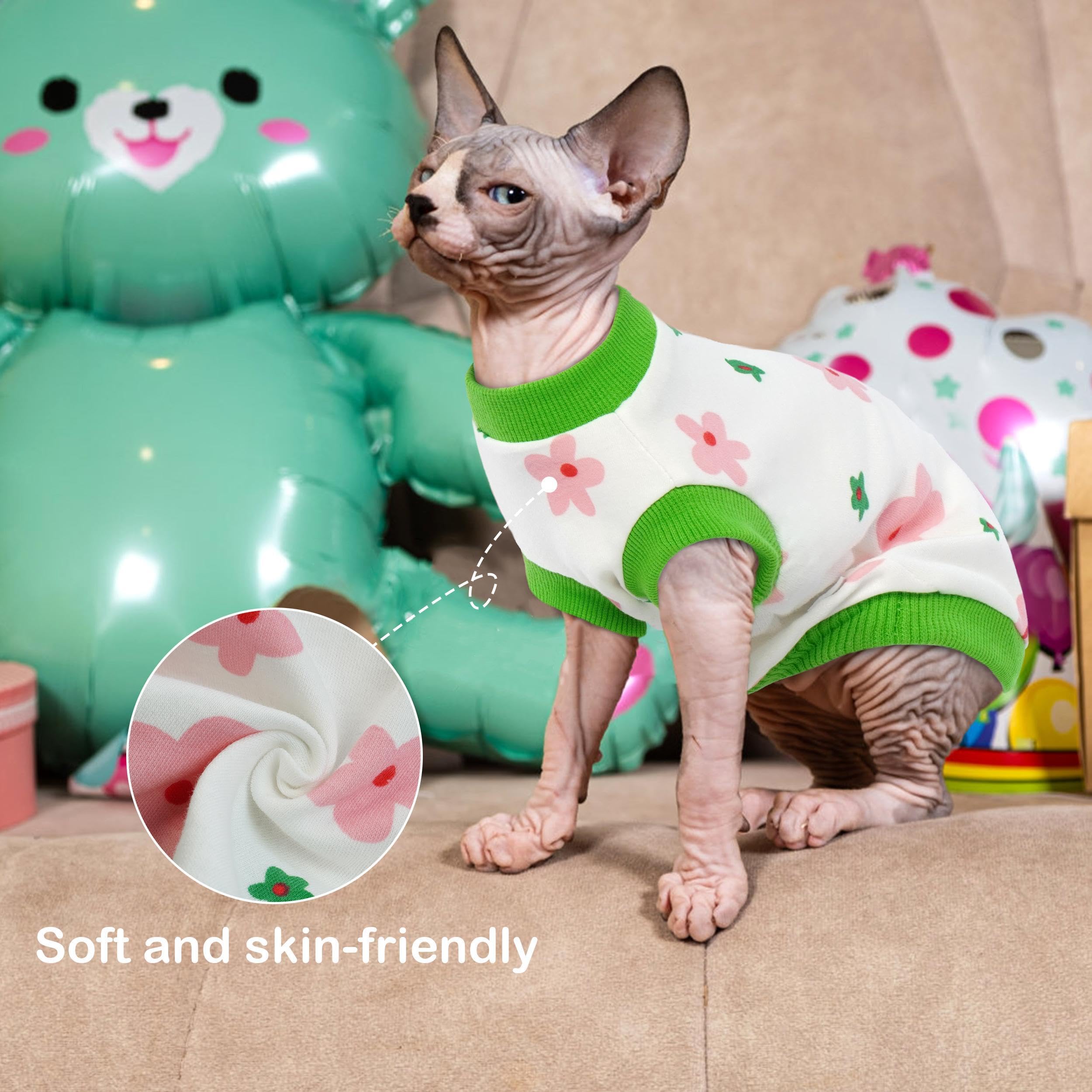 Pumyporeity Sphynx Cat Clothes: Stretchy Sweater, Soft Hairless Shirt, Pullover Pajamas, Turtleneck For Sphynx Cornish Rex, Devo