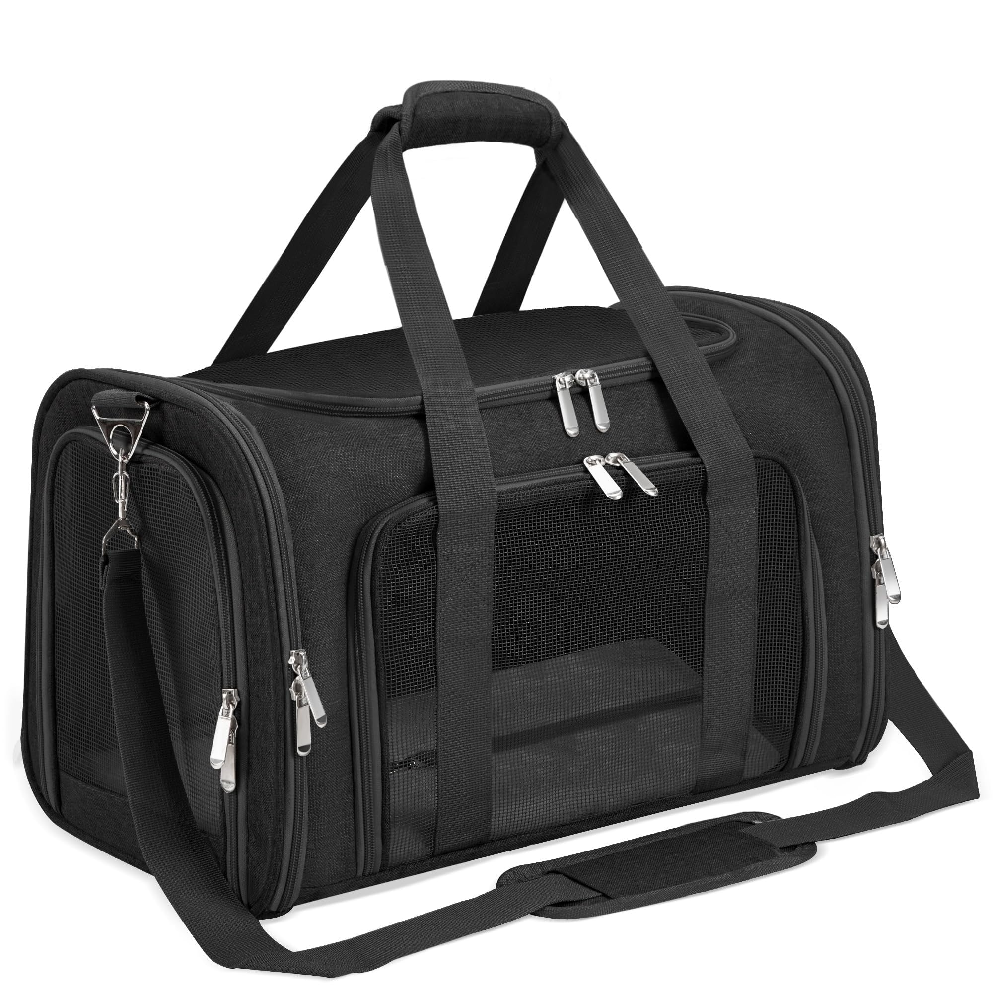 Soft-Sided Cat/Dog/Pet Carrier, Collapsible Pets Travel Carriers For Big Cats/Small Dogs With Shoulder Strap & Removable Mat, Me