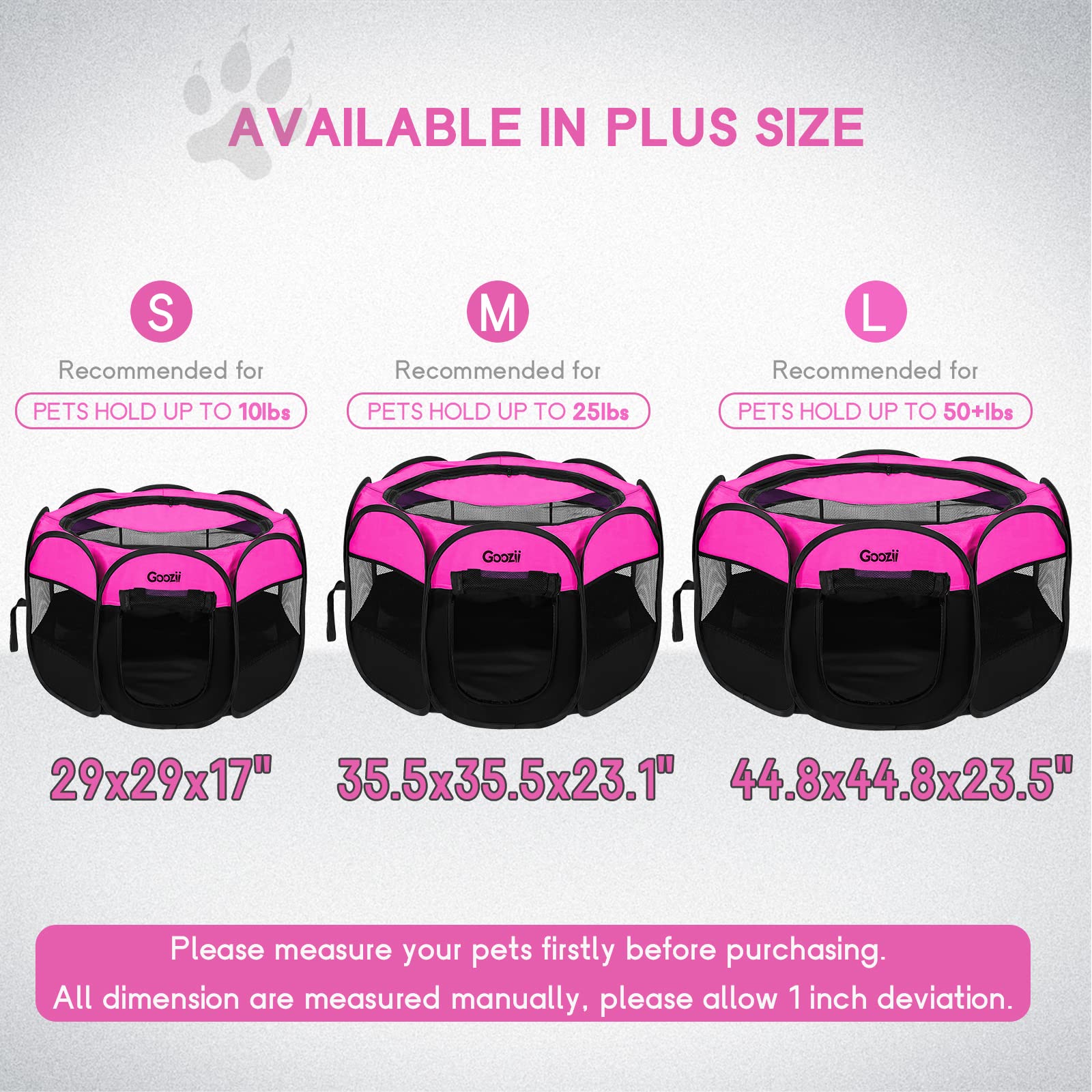 Goozii Portable Dog Playpen For Small Dogs Indoor Outdoor, Foldable Pet Puppy Playpens Kennel Tent With Top Cover Door For House