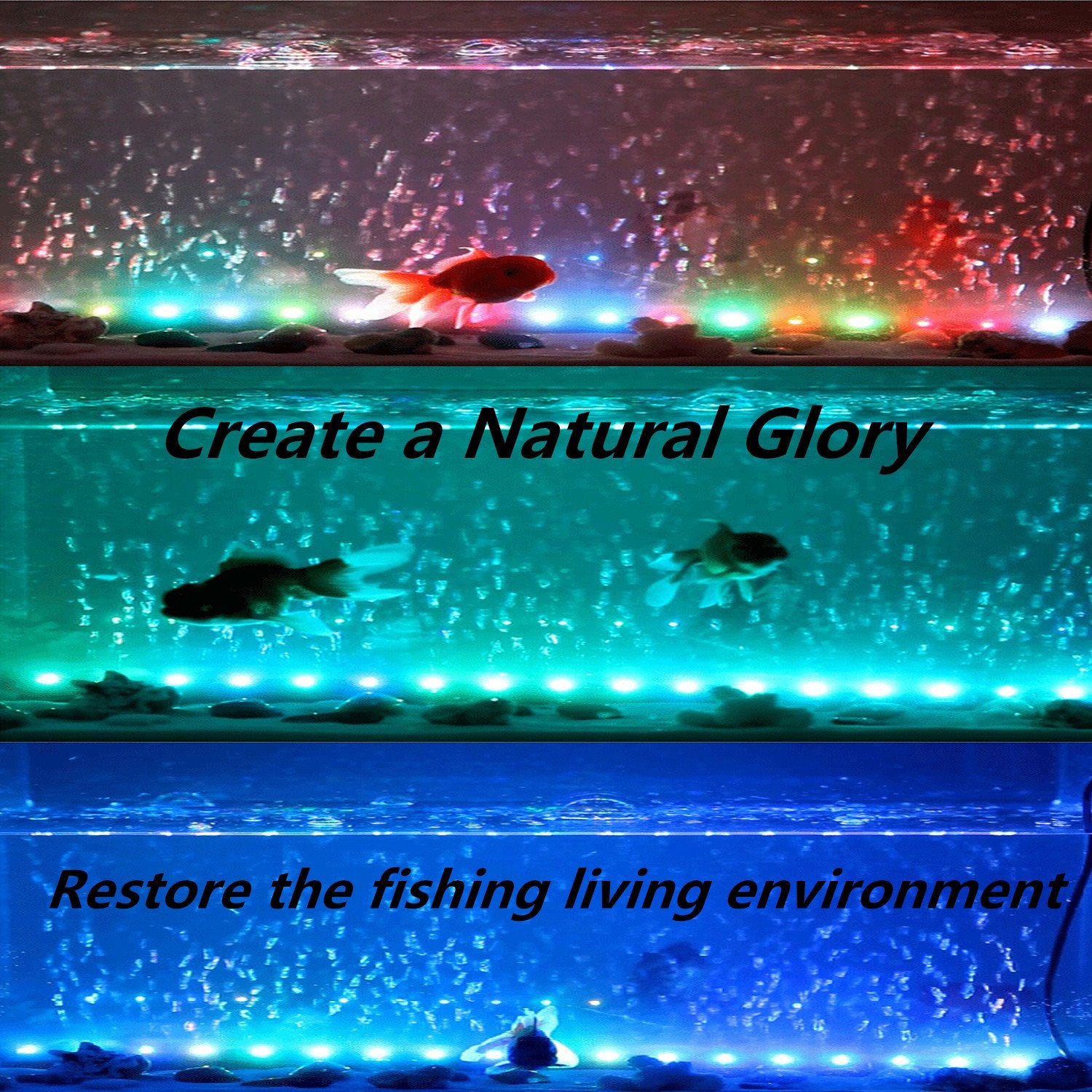Covoart Led Aquarium Light, 15 Inches Fish Tank Light Rgb Color Underwater Light Submersible Crystal Glass Lights, 21 Led Beads,