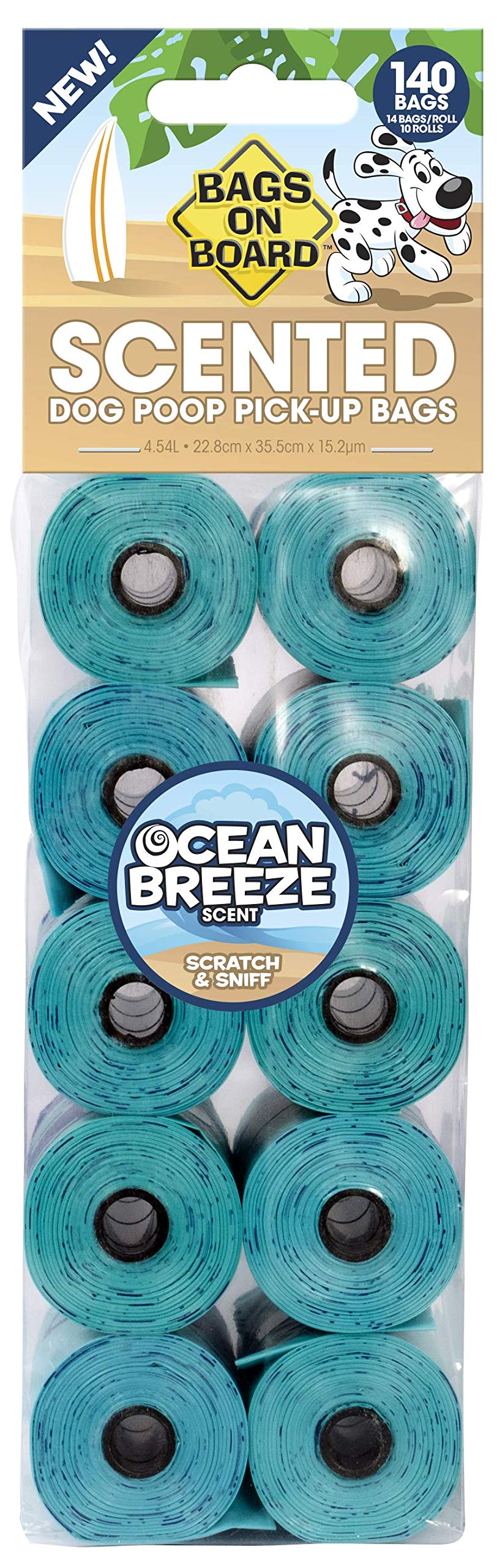 Bags On Board Dog Poo Bags | Strong, Leak Proof Dog Waste Bags | Ocean Breeze Scent | 140 Bags
