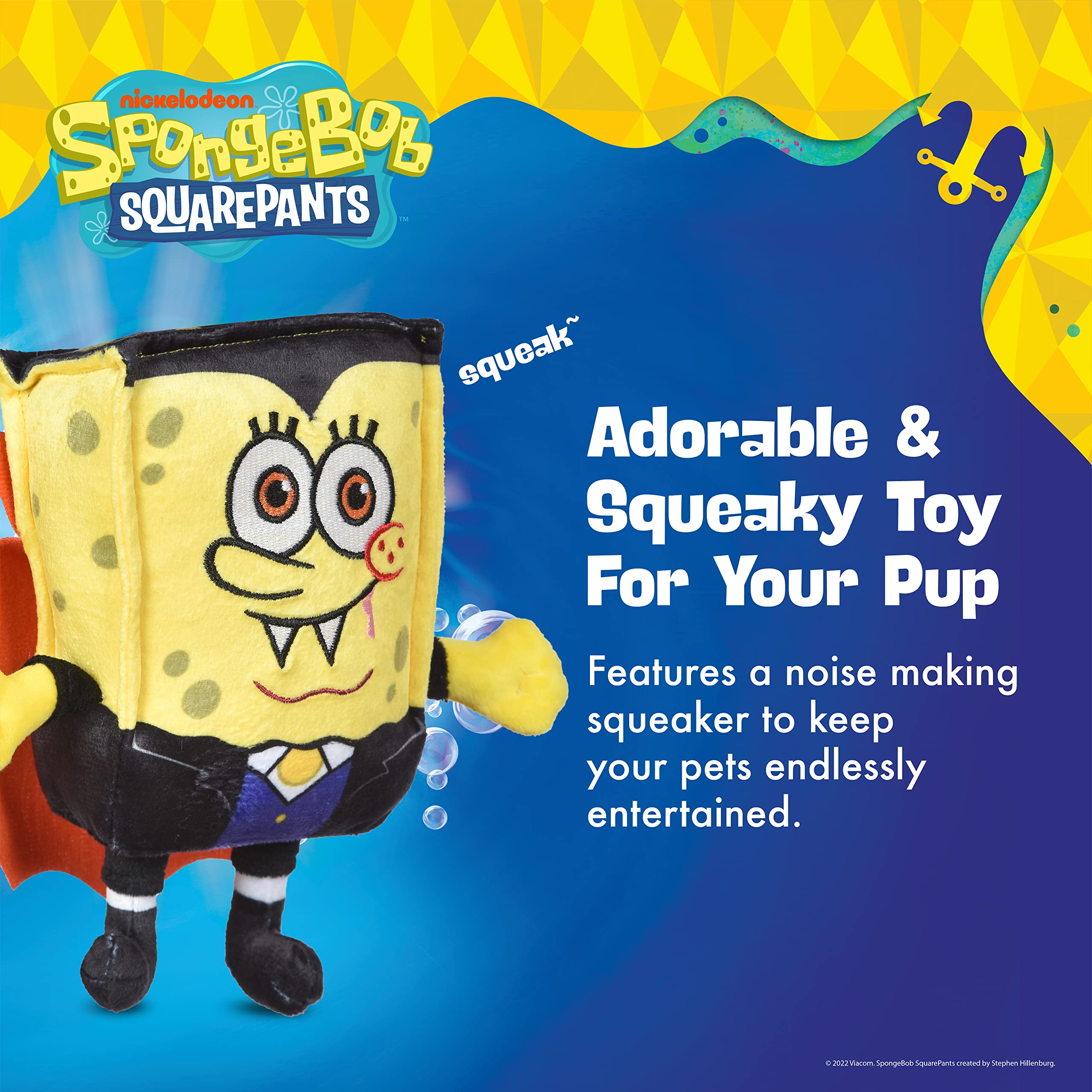 Spongebob Squarepants For Pets 9' Halloween Dracula Plush Squeaker Pet Toy | Soft Spongebob Squeaky Dog Toy | Adorable Halloween Toys For All Dogs, Official Dog Toy Product Of Spongebob For Pets
